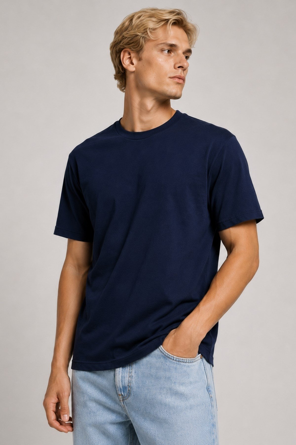 Erkek %100 Pamuk Oversize Tişört Basic Bisiklet Yaka Kısa Kollu T-Shirt