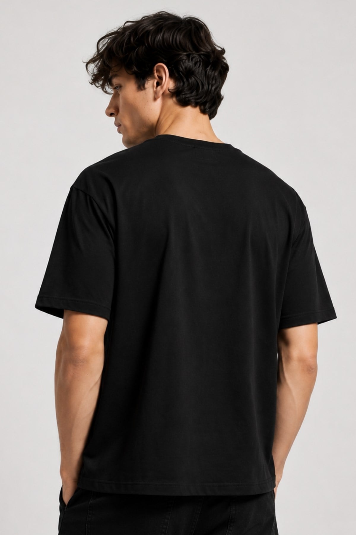 Erkek %100 Pamuk Oversize Tişört Basic Bisiklet Yaka Kısa Kollu T-Shirt