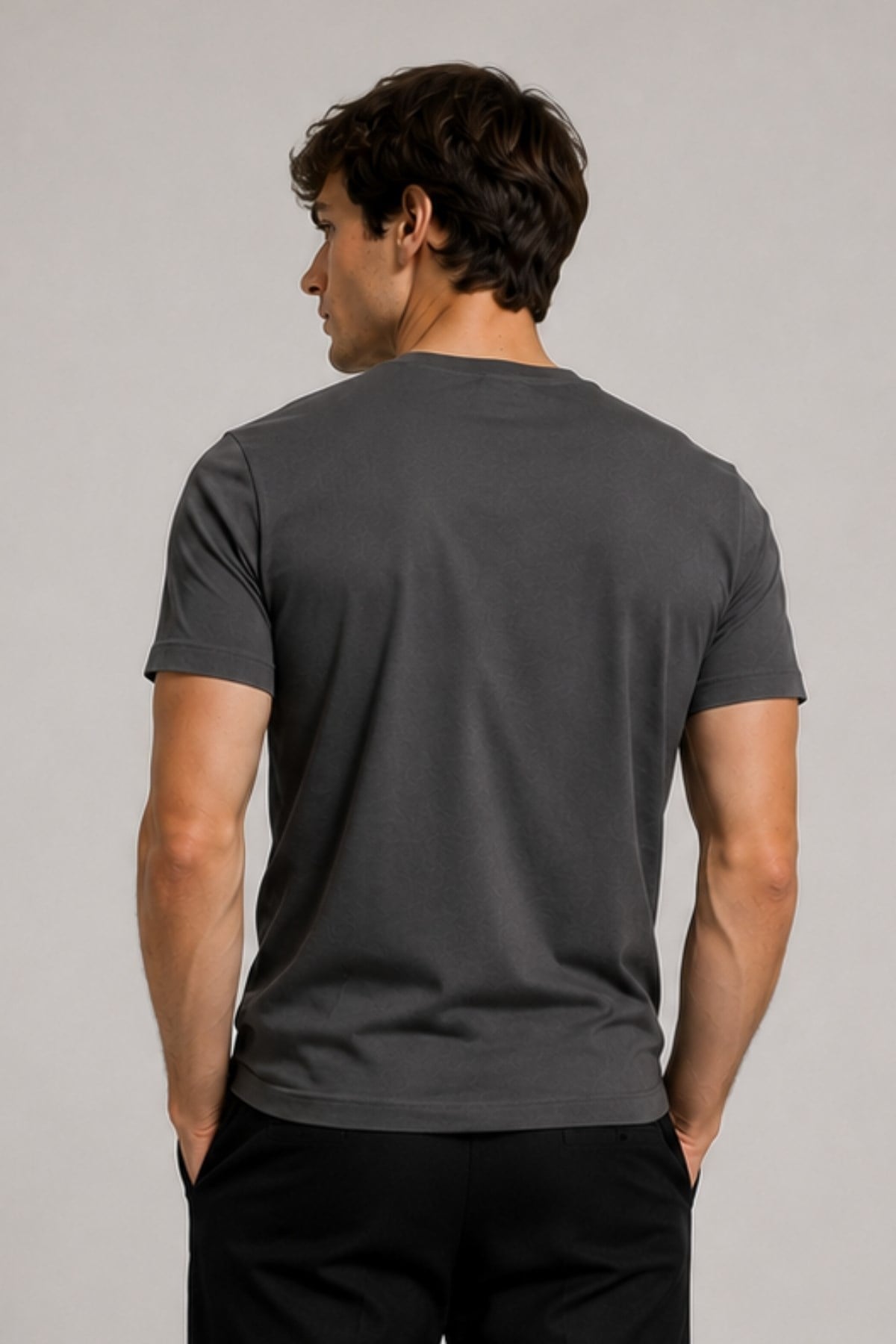Erkek %100 Pamuk Slim Fit Sporcu Tişört Basic Bisiklet Yaka Kısa Kollu T-Shirt
