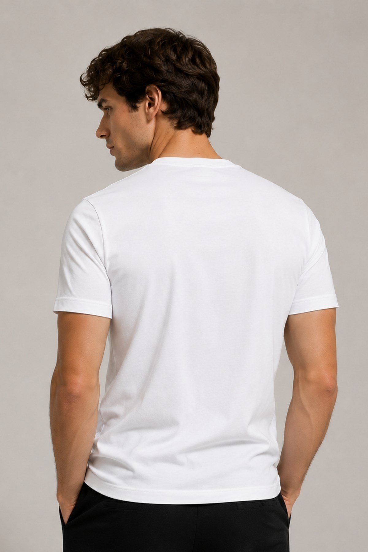 Erkek %100 Pamuk Slim Fit Sporcu Tişört Basic Bisiklet Yaka Kısa Kollu T-Shirt