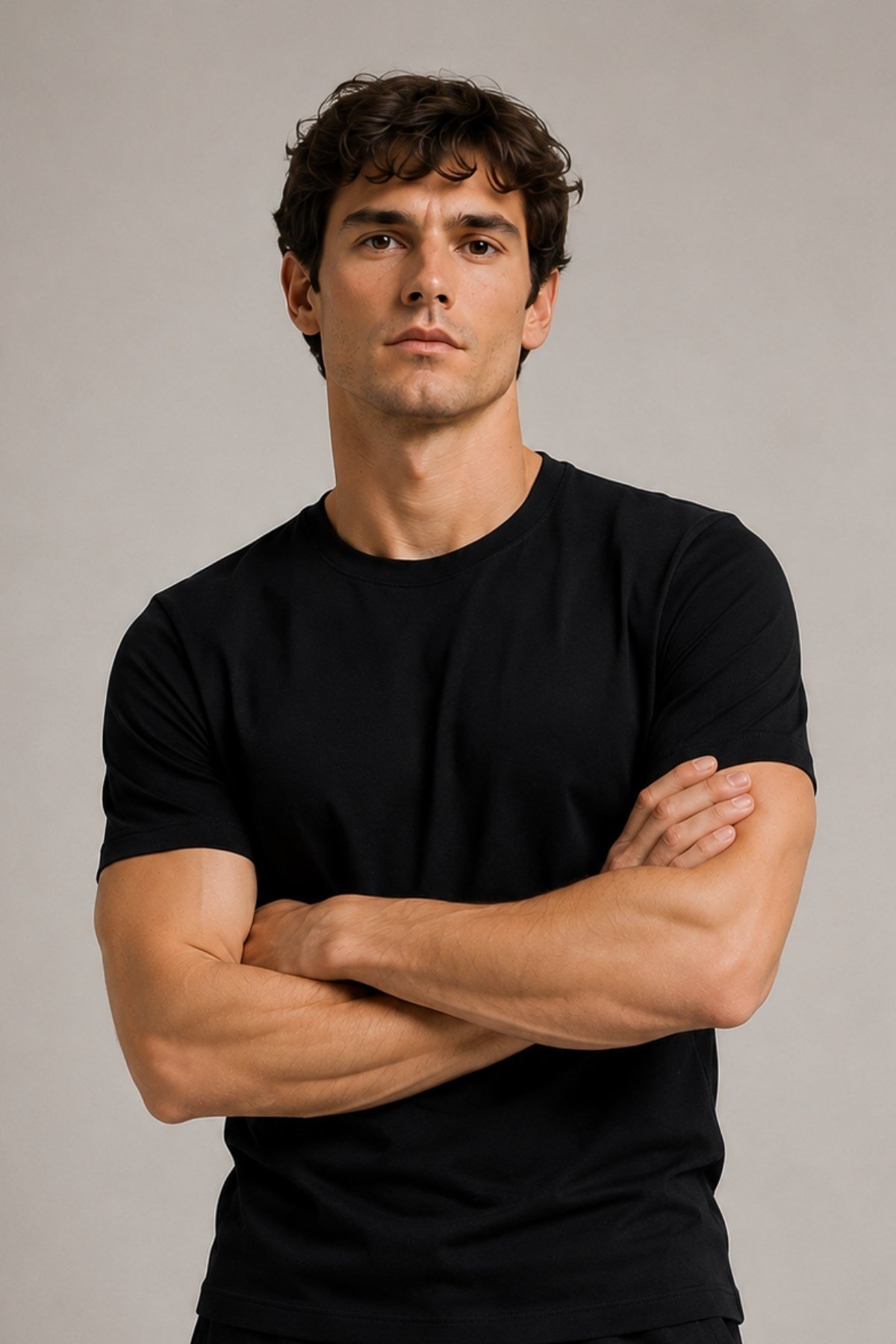 Erkek %100 Pamuk Slim Fit Sporcu Tişört Basic Bisiklet Yaka Kısa Kollu T-Shirt