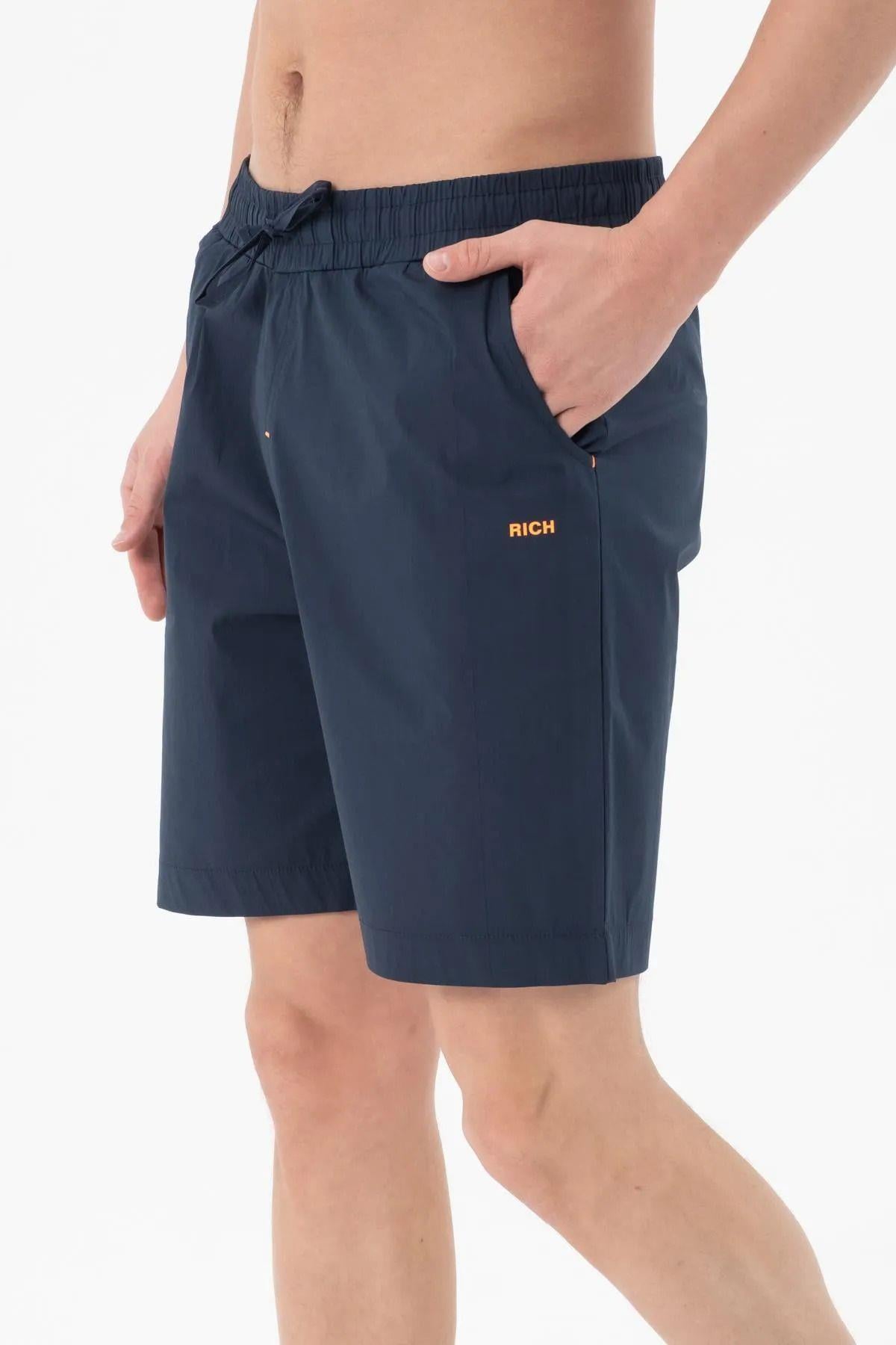 Erkek 2'li Paket Regular Fit Kısa Boy Cepli Beli Bağcıklı Düz Hafif Kumaş Deniz Şortu Mayo