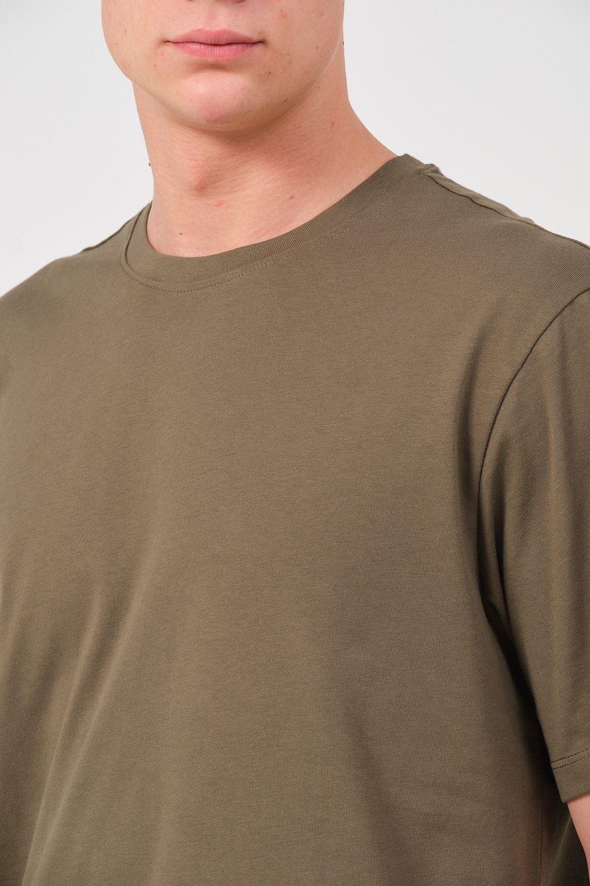 Erkek 3 Lü Paket %100 Pamuk Oversize Tişört Basic Bisiklet Yaka Kısa Kollu T-Shirt