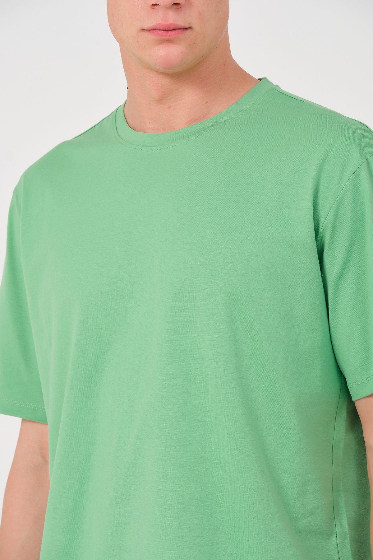 Erkek 3 Lü Paket %100 Pamuk Oversize Tişört Basic Bisiklet Yaka Kısa Kollu T-Shirt