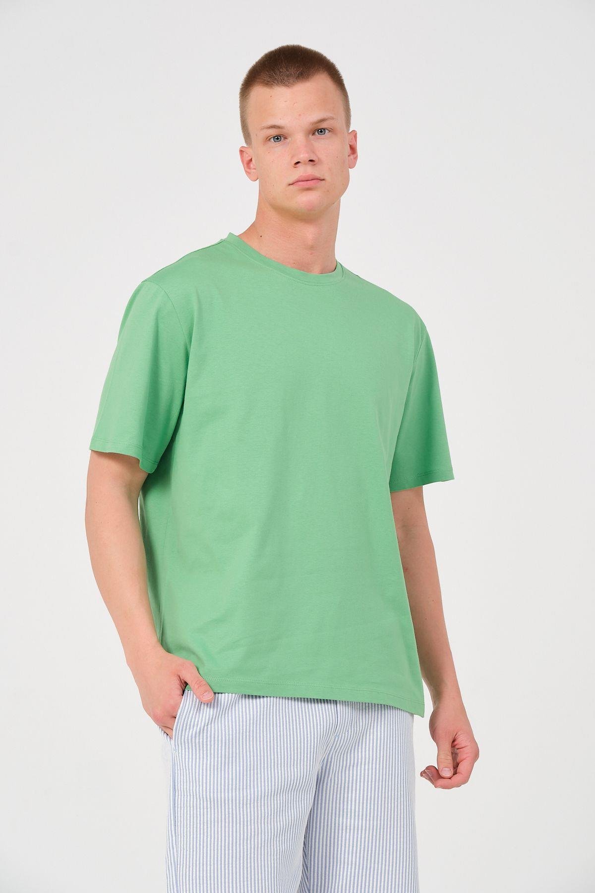 Erkek 3 Lü Paket %100 Pamuk Oversize Tişört Basic Bisiklet Yaka Kısa Kollu T-Shirt