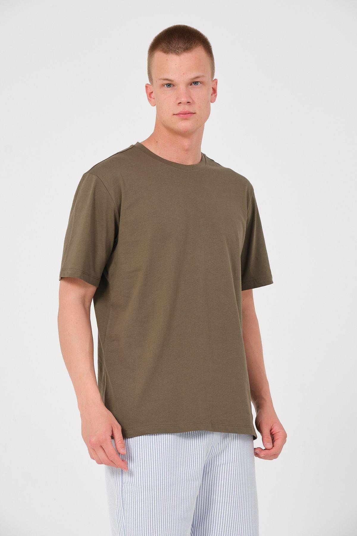 Erkek 3 Lü Paket %100 Pamuk Oversize Tişört Basic Bisiklet Yaka Kısa Kollu T-Shirt
