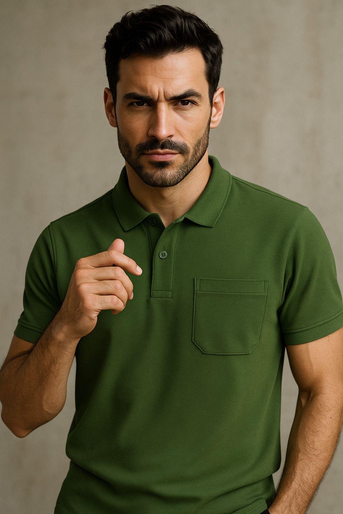 Erkek 3'Lü Paket Slim Fit Tişört Dar Kesim Nefes Alan Kumaş Polo Yaka T-Shirt