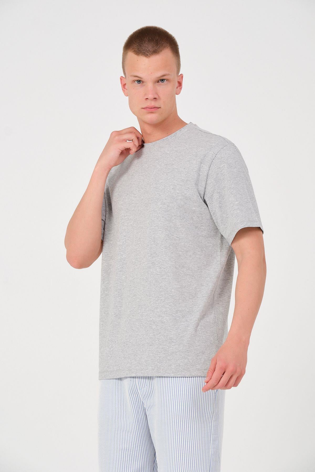 Erkek 4 Lü Paket %100 Pamuk Oversize Tişört Basic Bisiklet Yaka Kısa Kollu T-Shirt