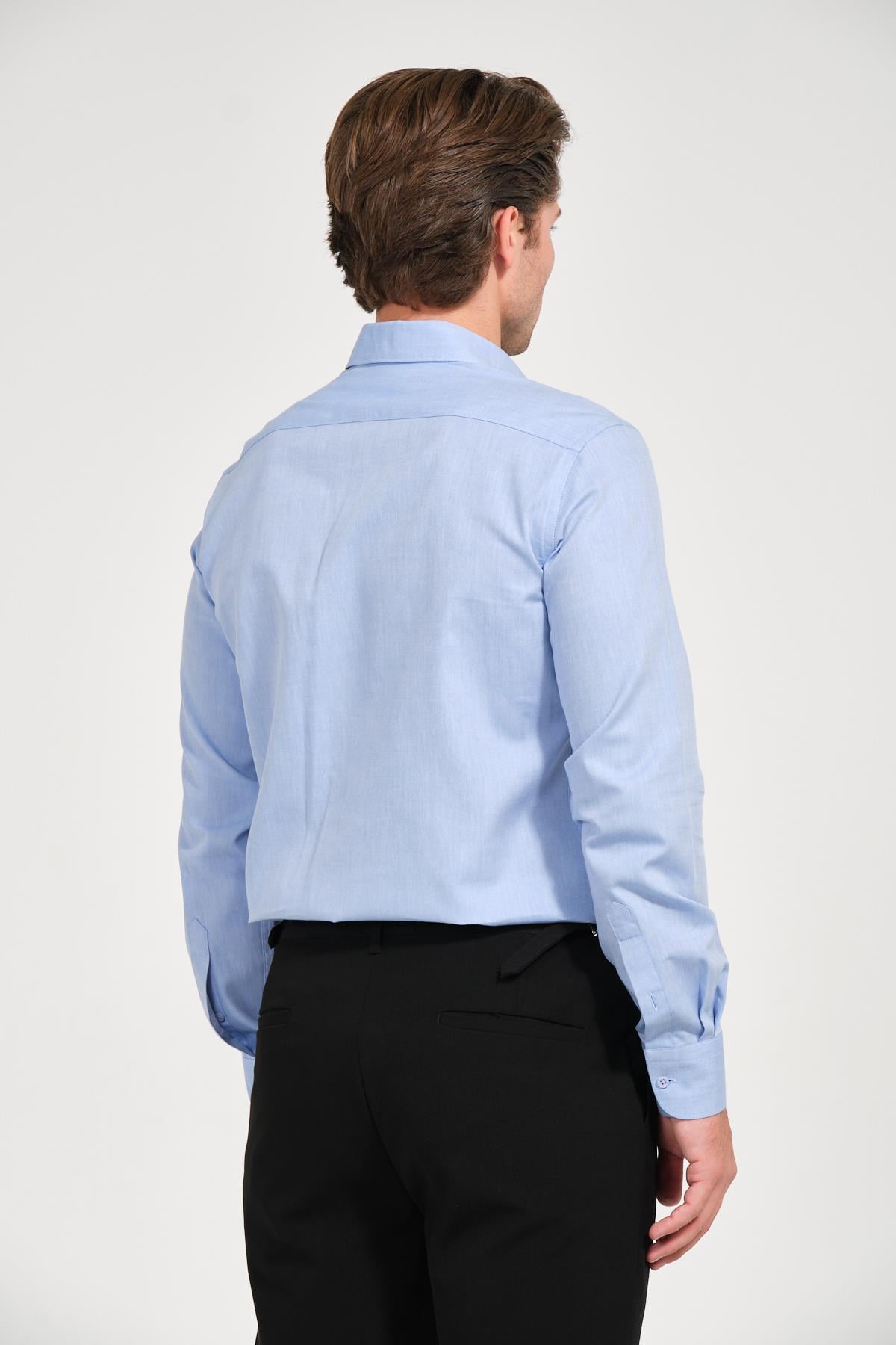 Erkek Açık Mavi Comfort Fit Uzun Kollu Gömlek