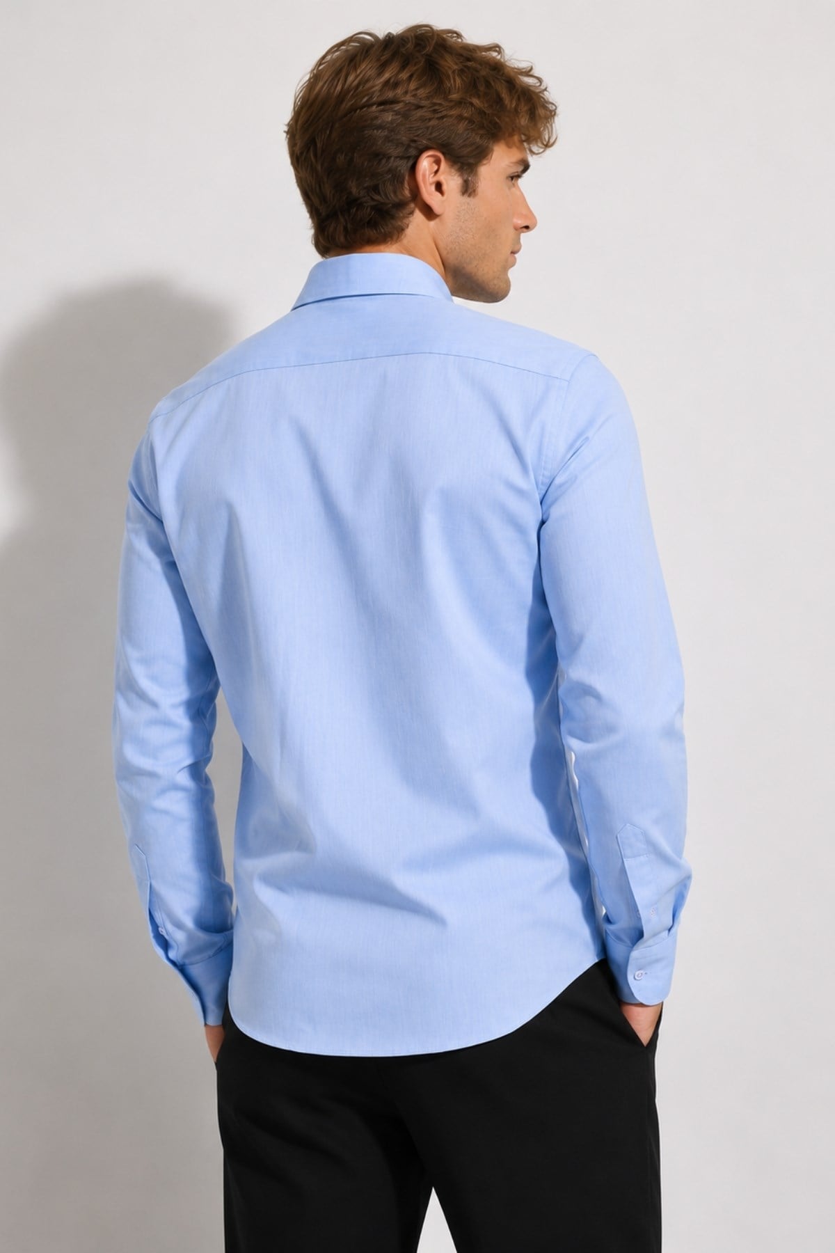 Erkek Açık Mavi Comfort Fit Uzun Kollu Gömlek