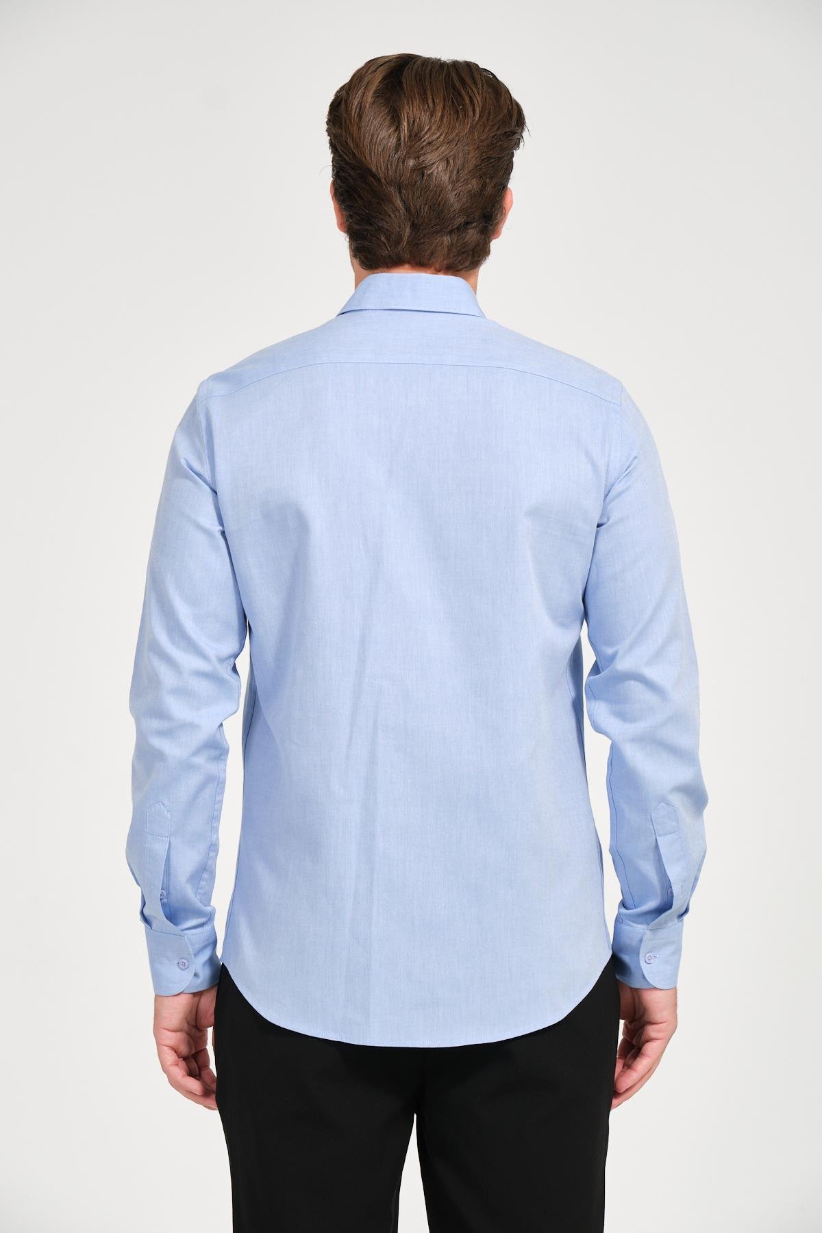 Erkek Açık Mavi Comfort Fit Uzun Kollu Gömlek