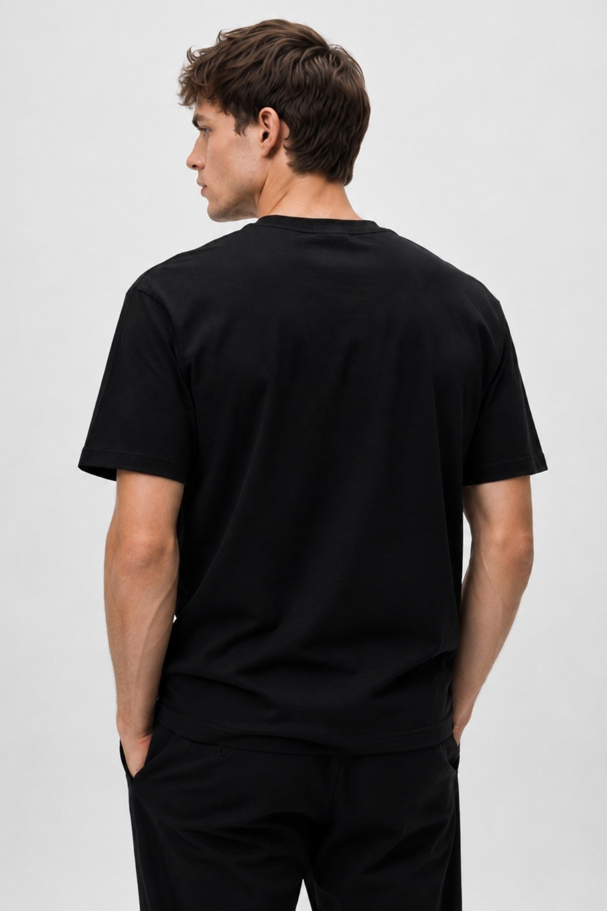 Erkek Basic T-shirt Oversize Rahat Kalıp %100 Pamuk Bisiklet Yaka Kısa Kollu Tişört
