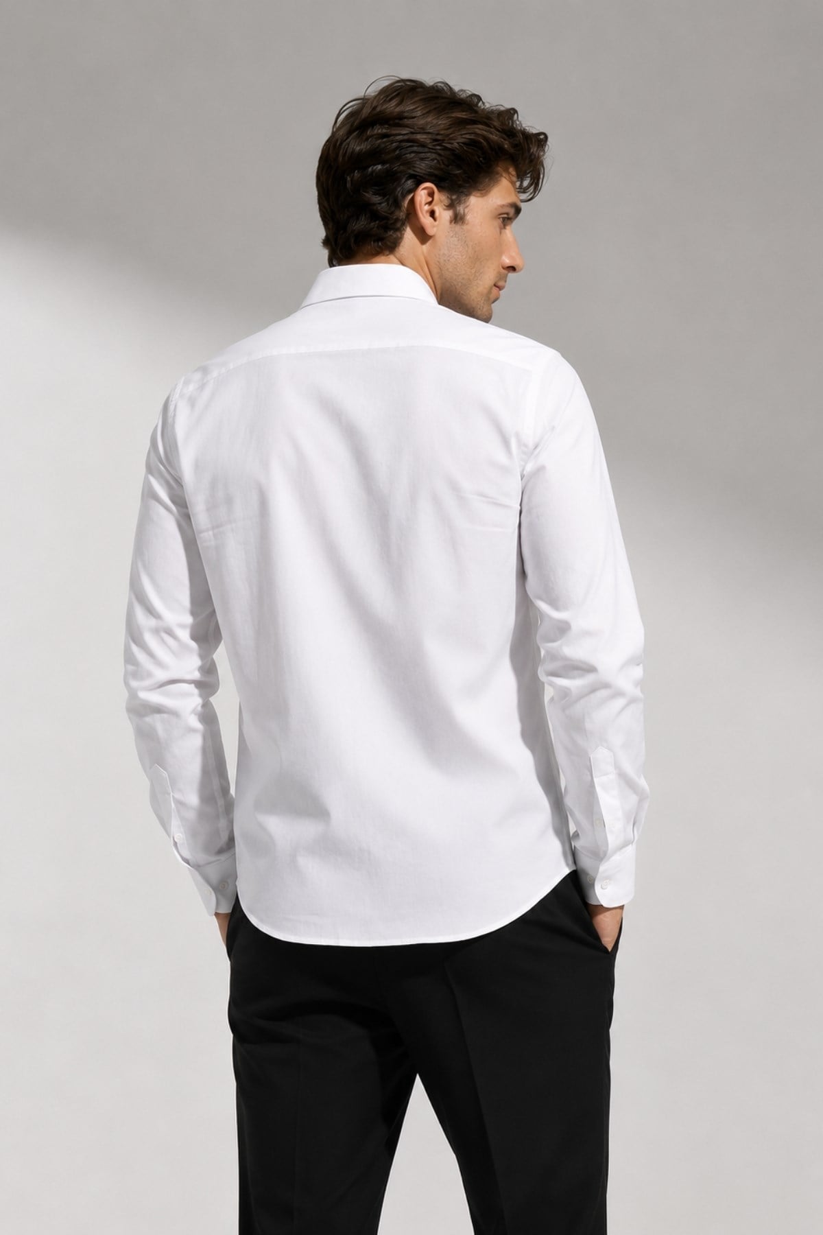 Erkek Beyaz Comfort Fit Uzun Kollu Gömlek