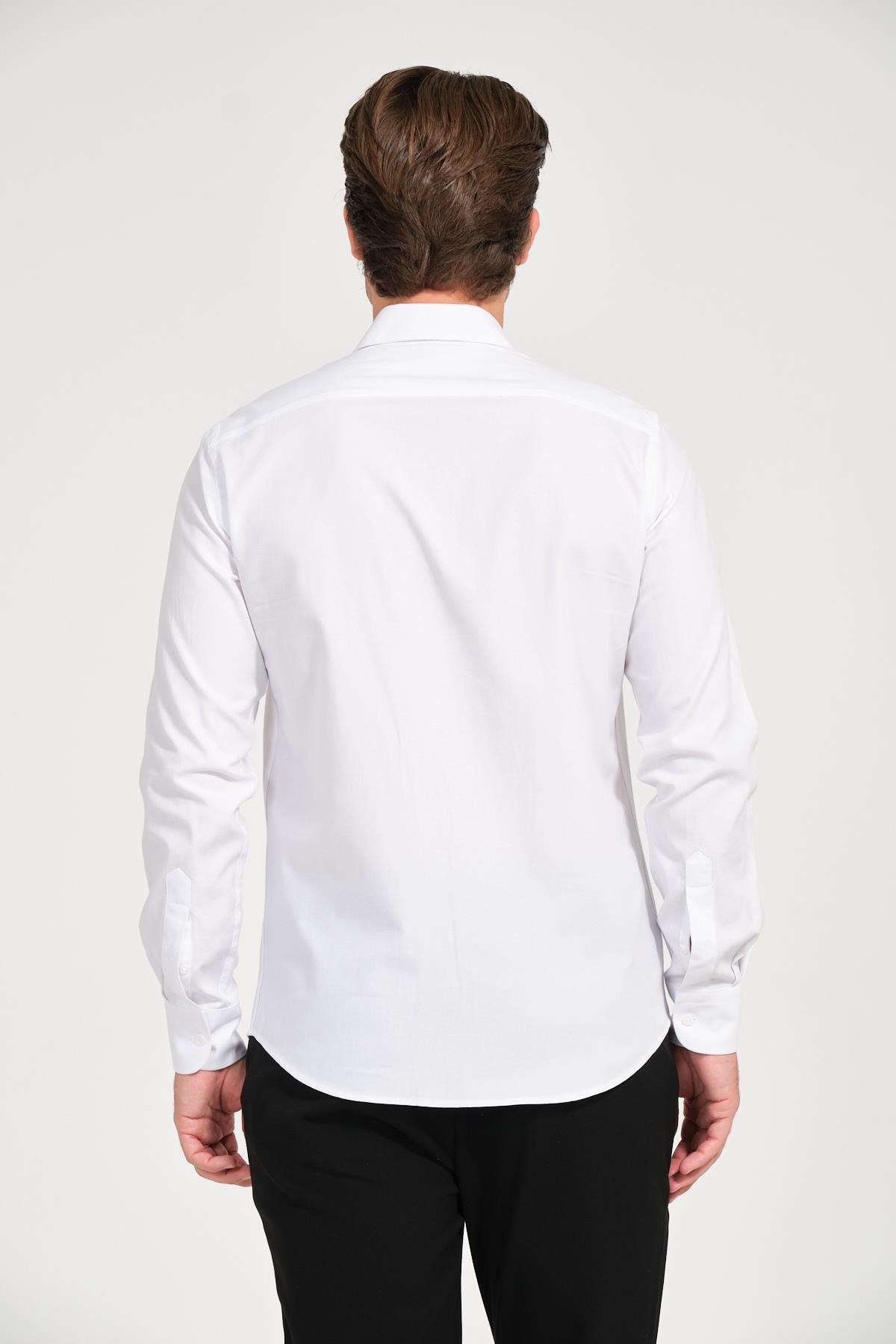 Erkek Beyaz Comfort Fit Uzun Kollu Gömlek