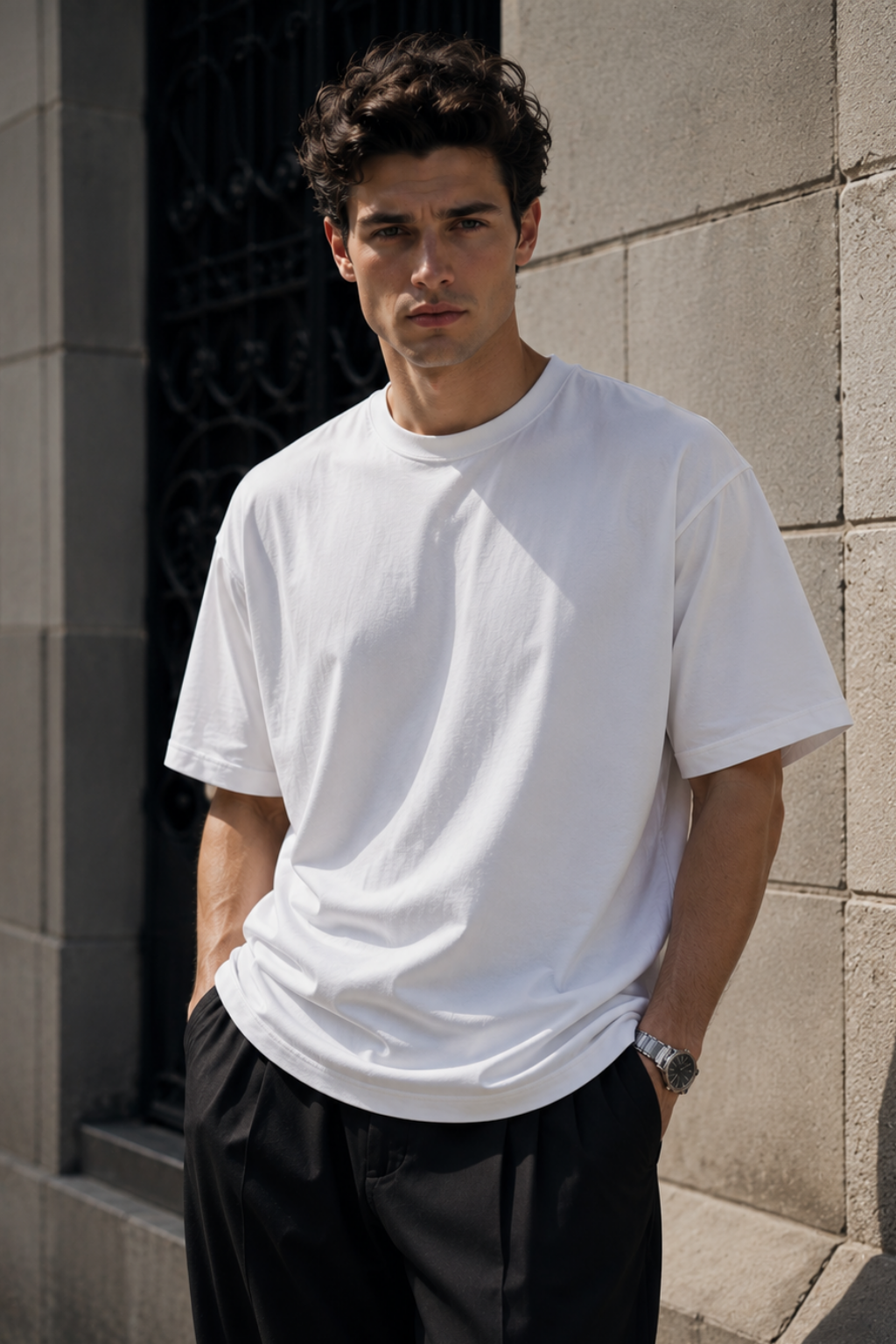 Erkek Beyaz Merserize İnterlok Kumaş Oversize T-Shirt