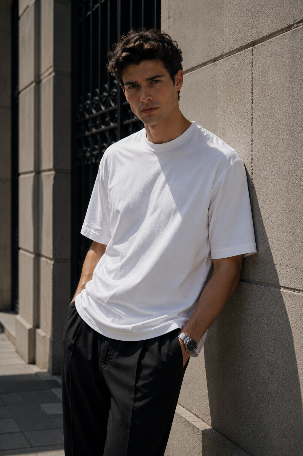 Erkek Beyaz Merserize İnterlok Kumaş Oversize T-Shirt