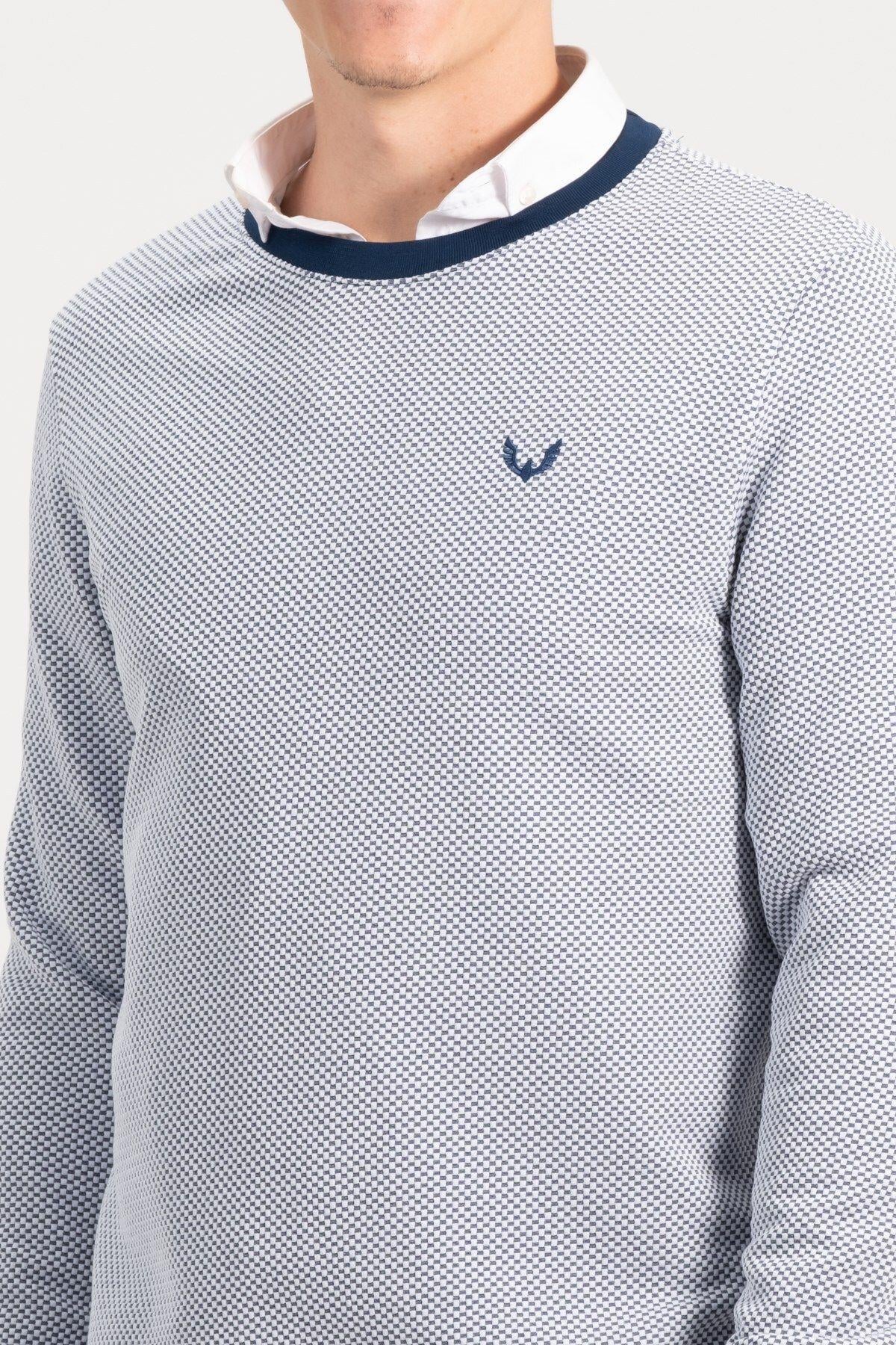 Erkek Bisiklet Yaka Lacivert Kazak Sweatshirt
