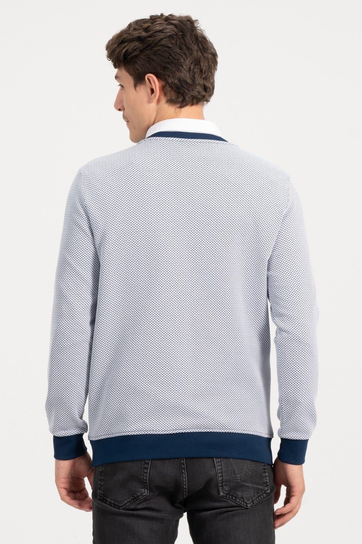 Erkek Bisiklet Yaka Lacivert Kazak Sweatshirt