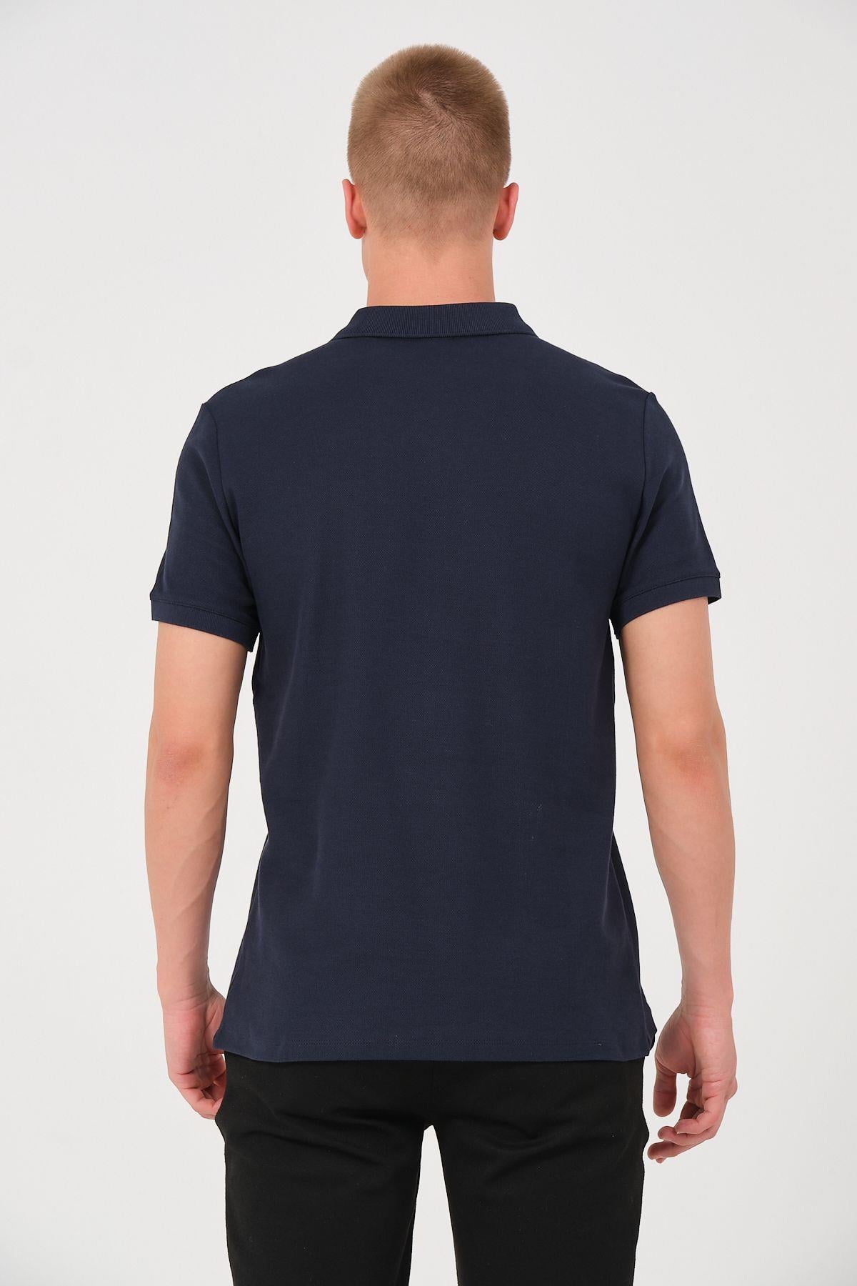 Erkek Düz Renk Cepli Polo Yaka Tişört T-shirt