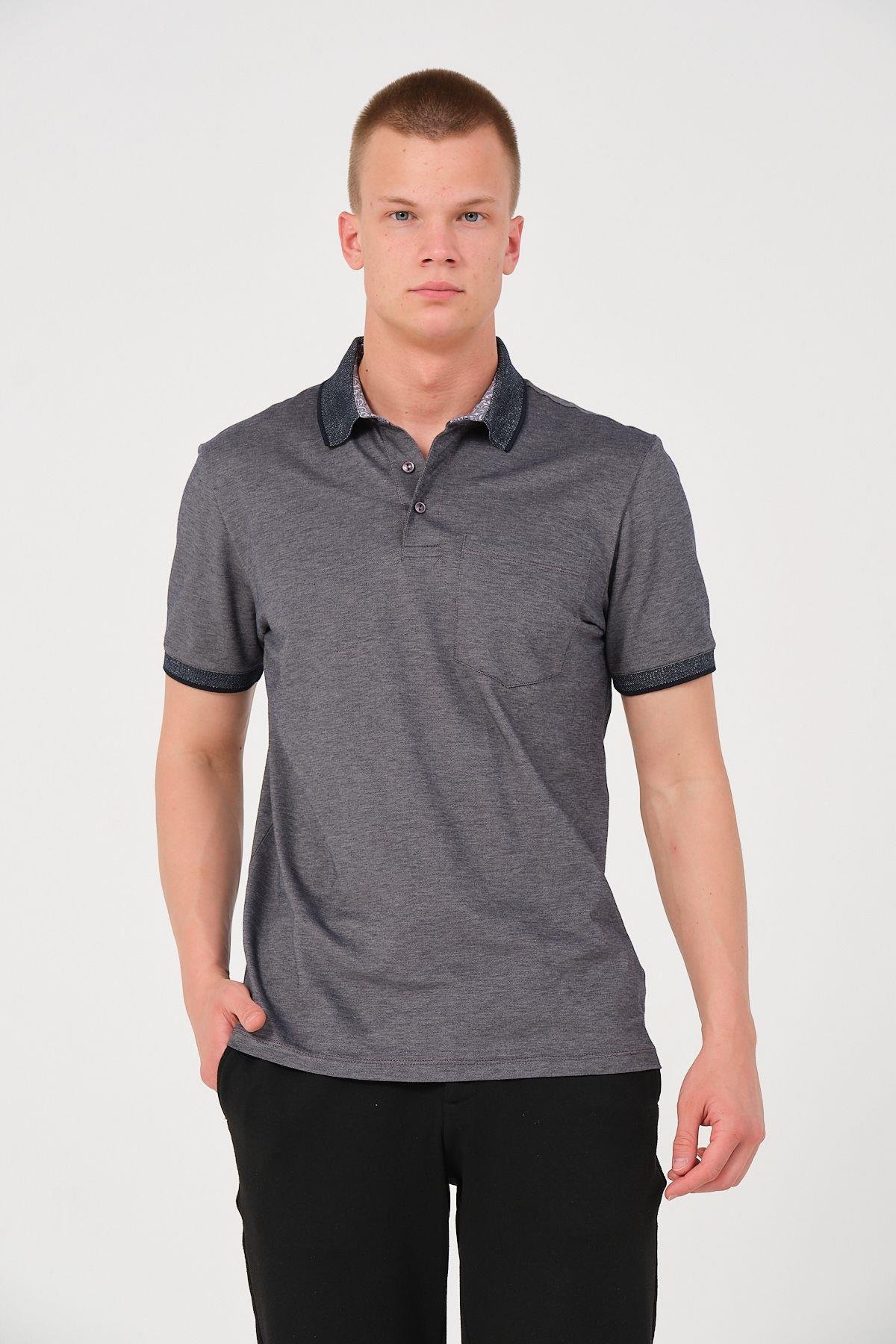 Erkek Düz Renk Cepli Polo Yaka Tişört T-shirt