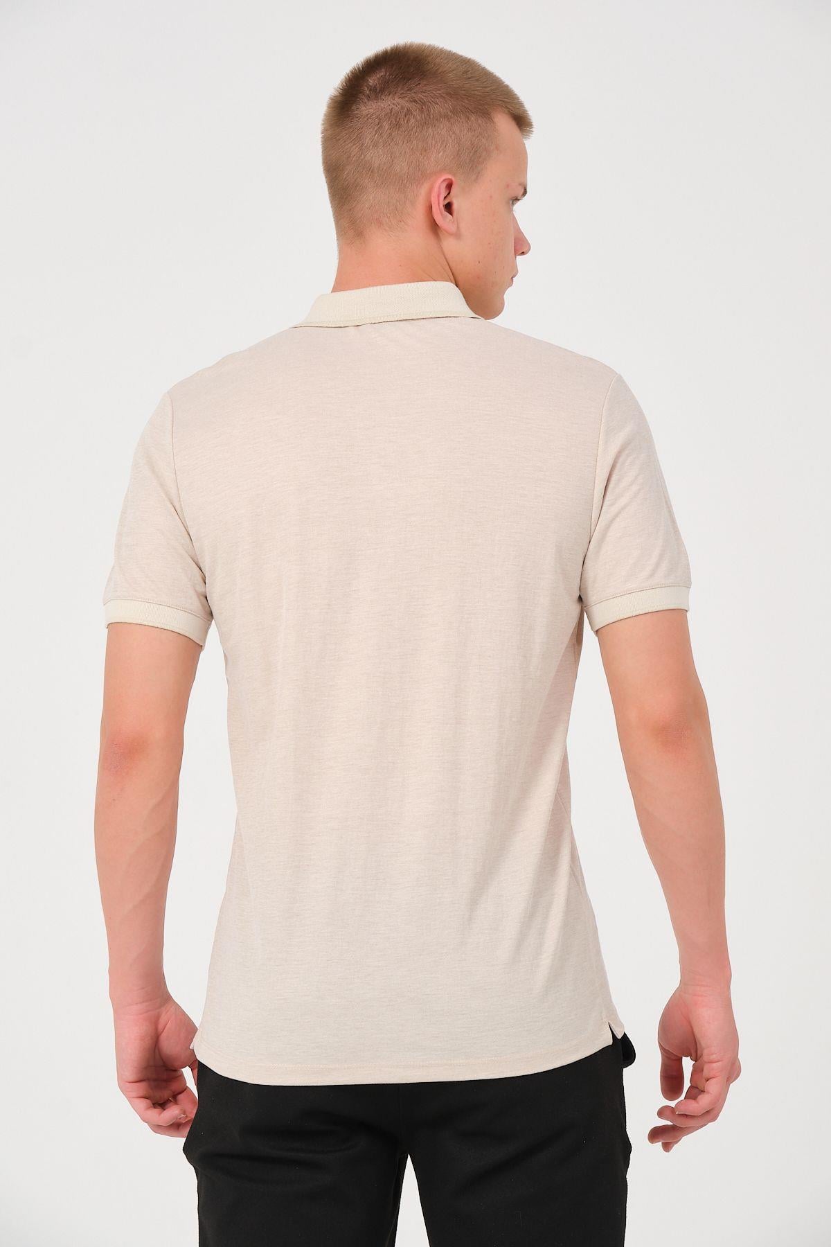 Erkek Düz Renk Cepli Polo Yaka Tişört T-shirt