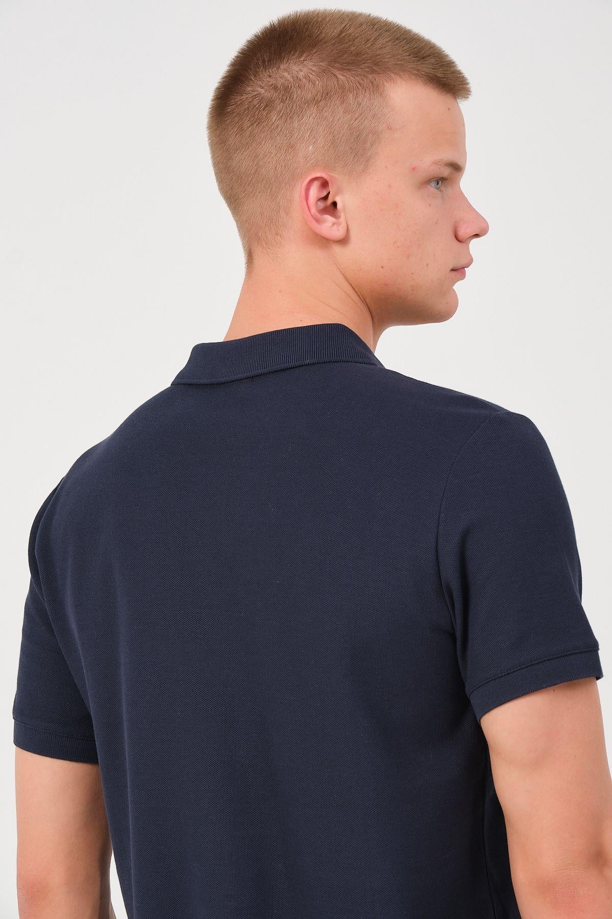 Erkek Düz Renk Cepli Polo Yaka Tişört T-shirt