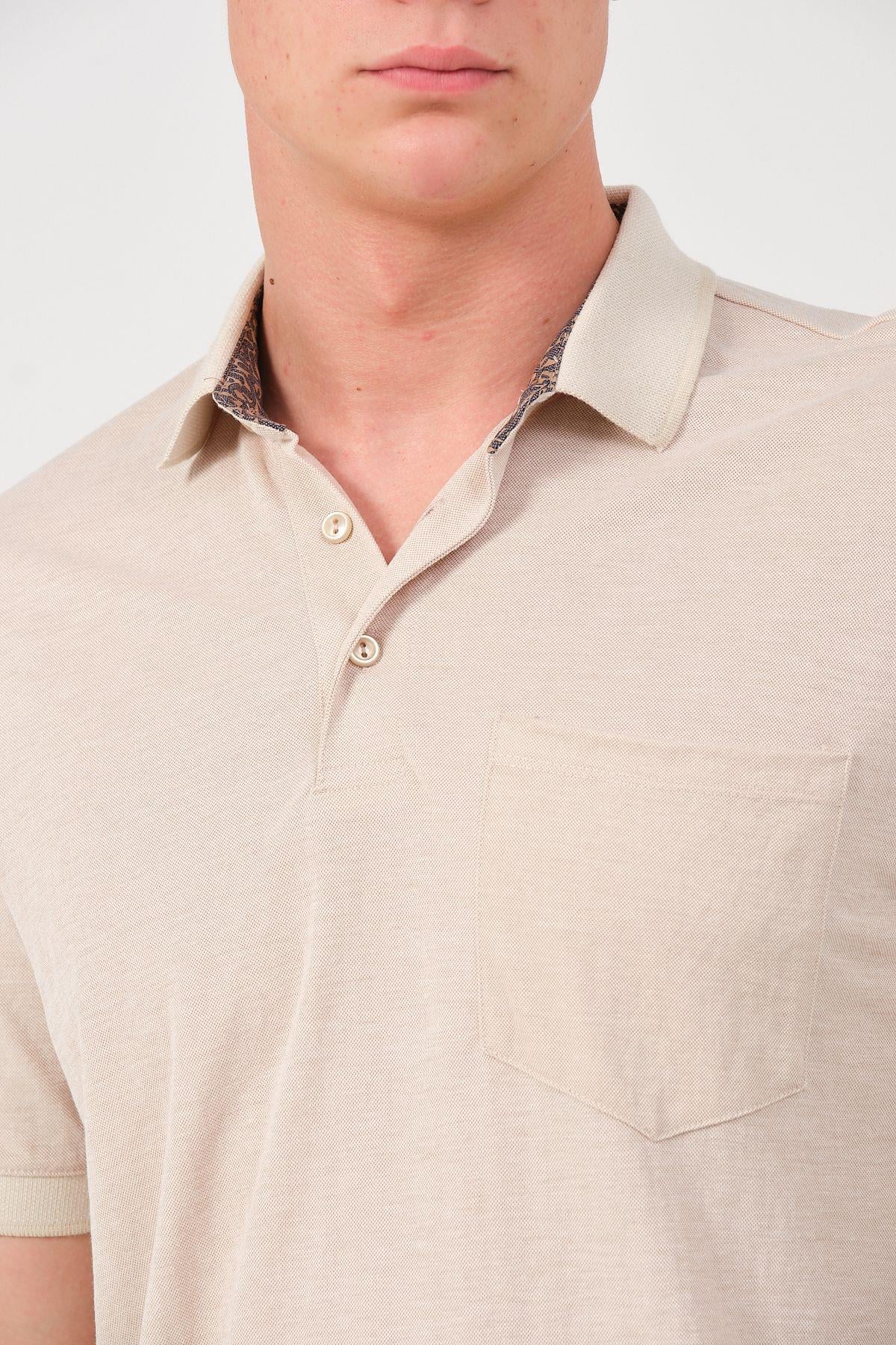 Erkek Düz Renk Cepli Polo Yaka Tişört T-shirt
