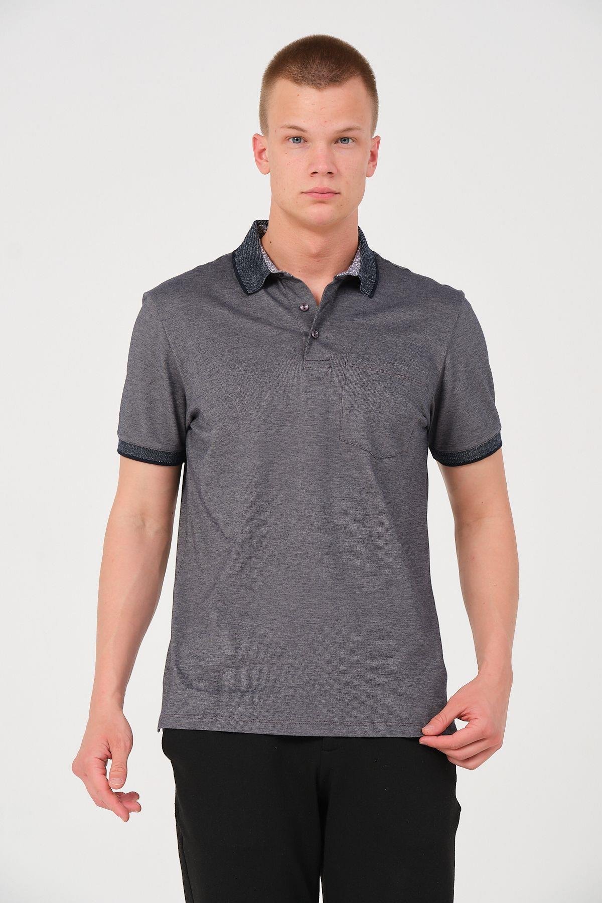 Erkek Düz Renk Cepli Polo Yaka Tişört T-shirt
