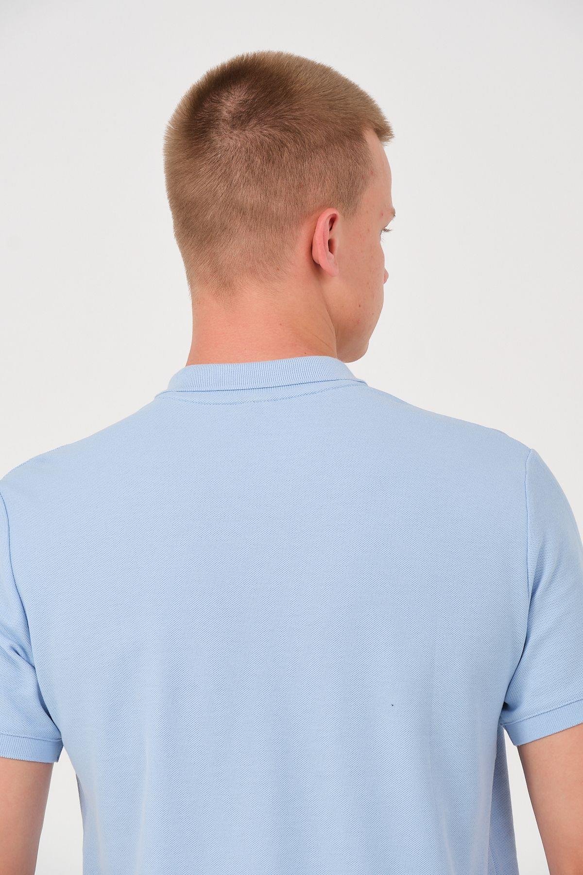 Erkek Düz Renk Cepli Polo Yaka Tişört T-shirt