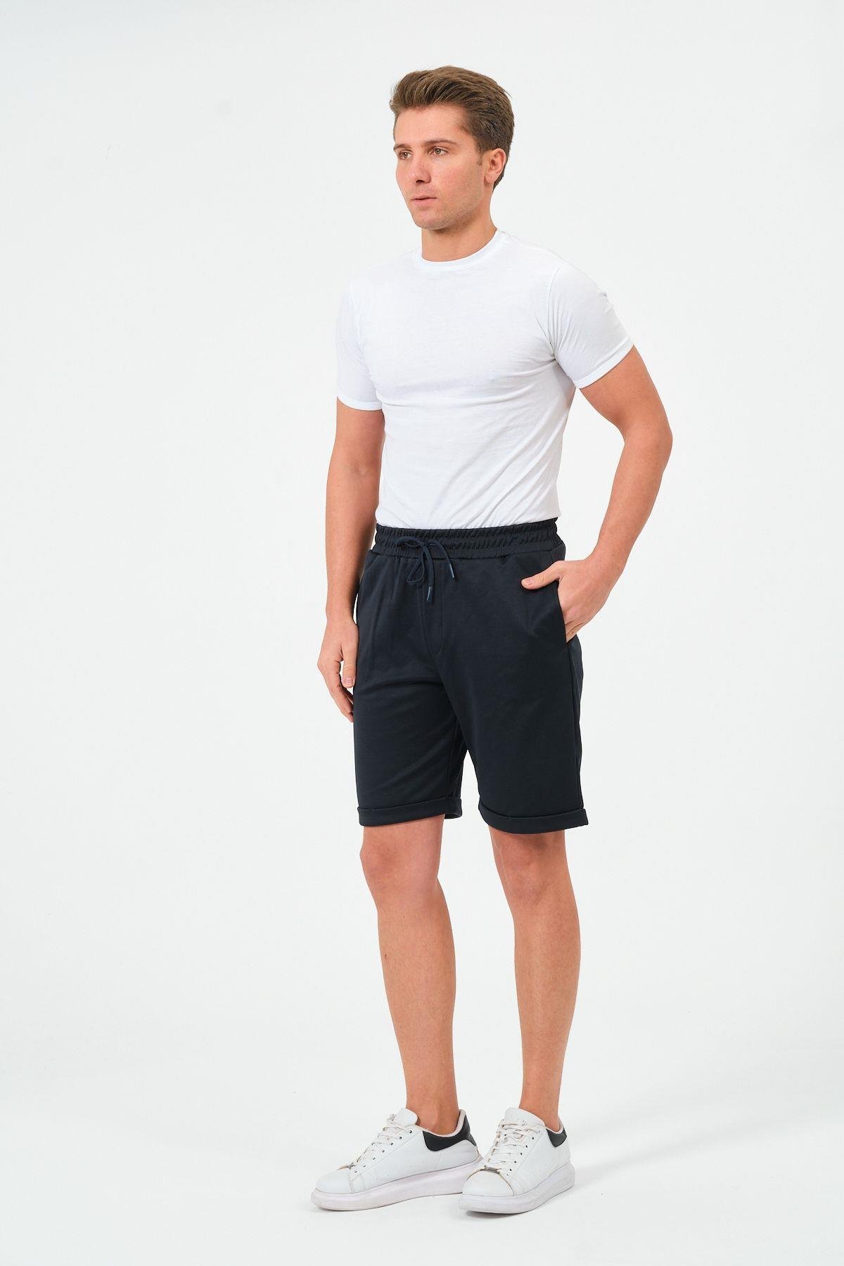 Erkek Düz Renk Regular Fit Bermuda Şort