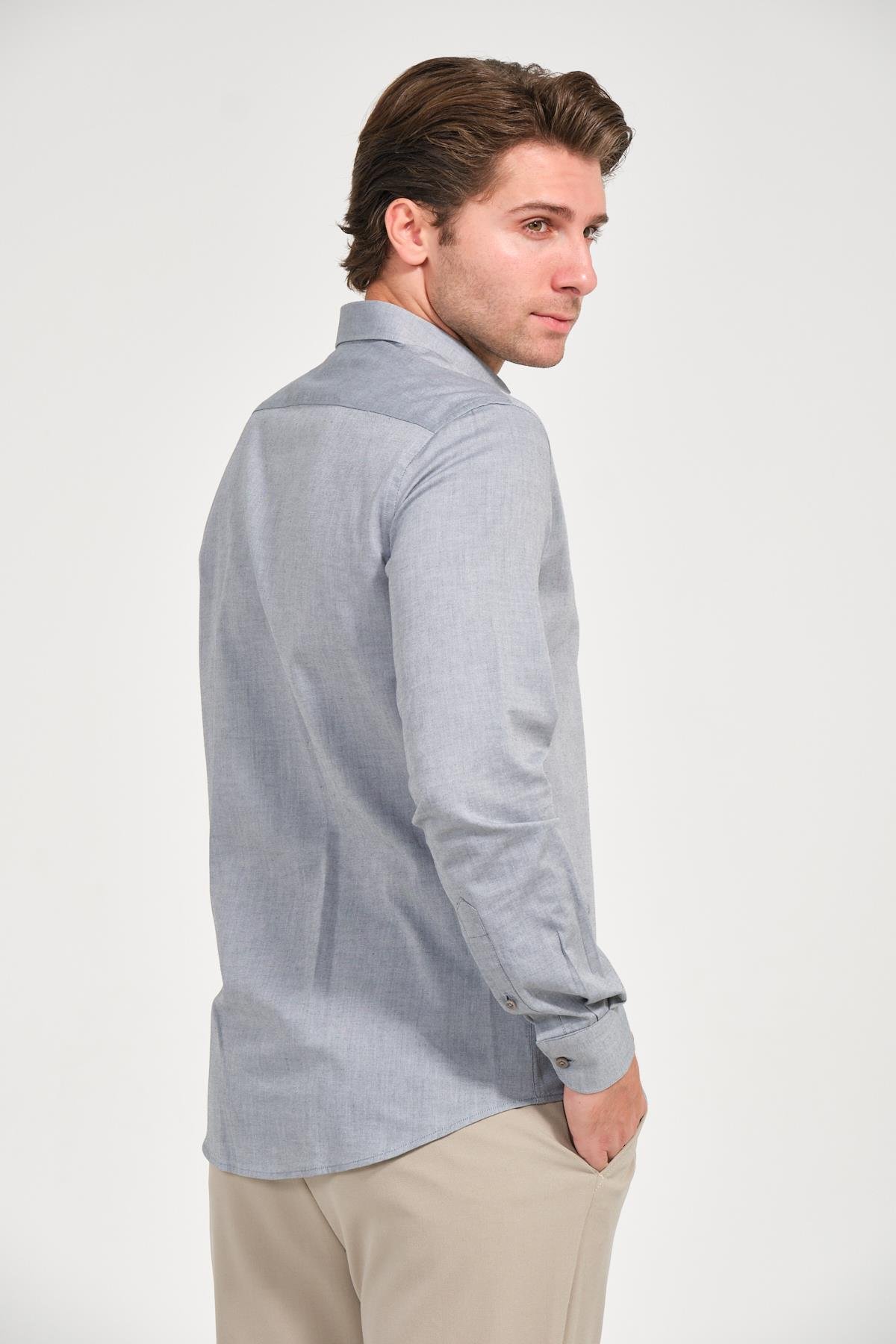 Erkek Füme Comfort Fit Uzun Kollu Gömlek
