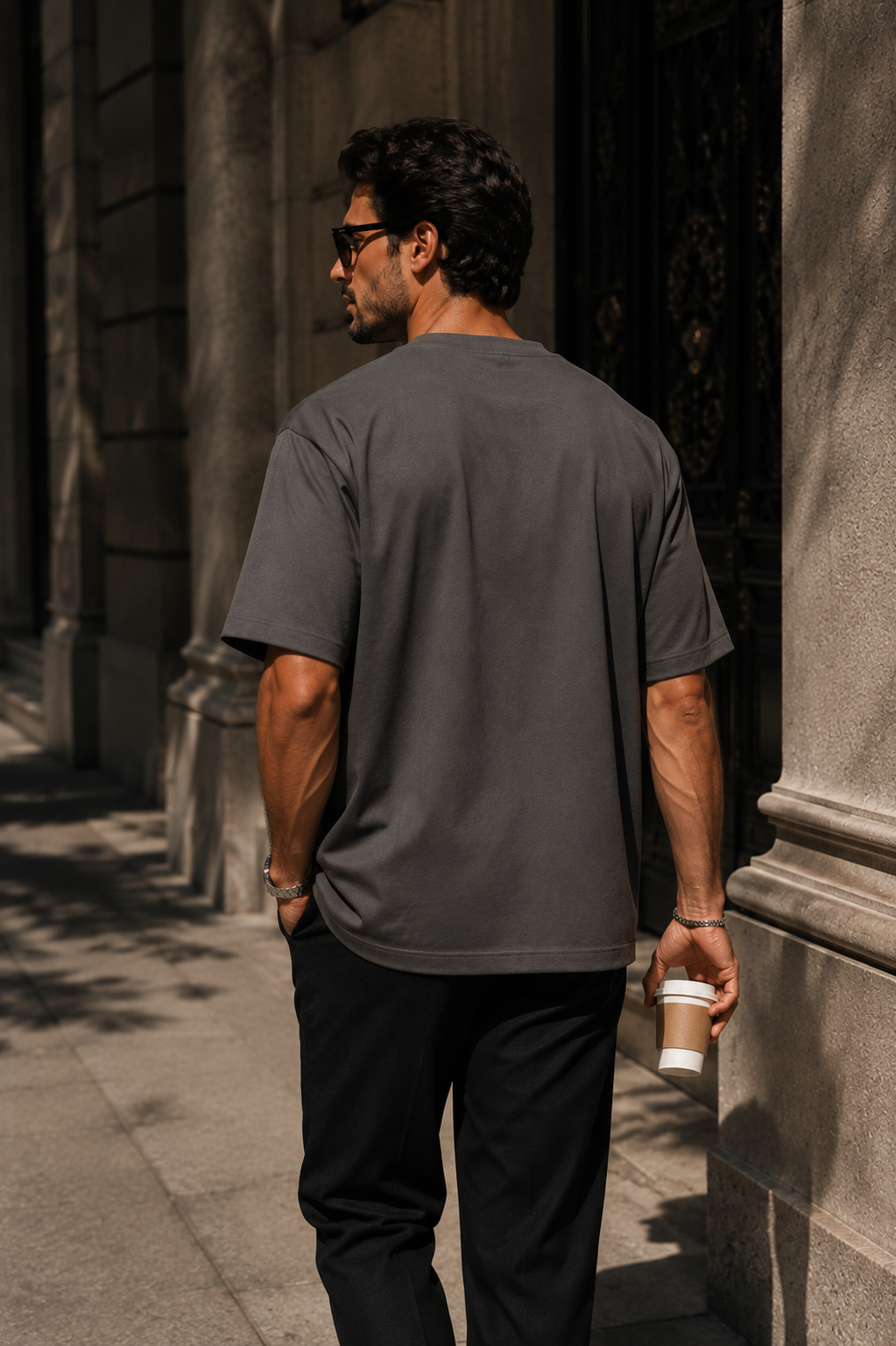 Erkek Füme Merserize İnterlok Kumaş Oversize T-Shirt