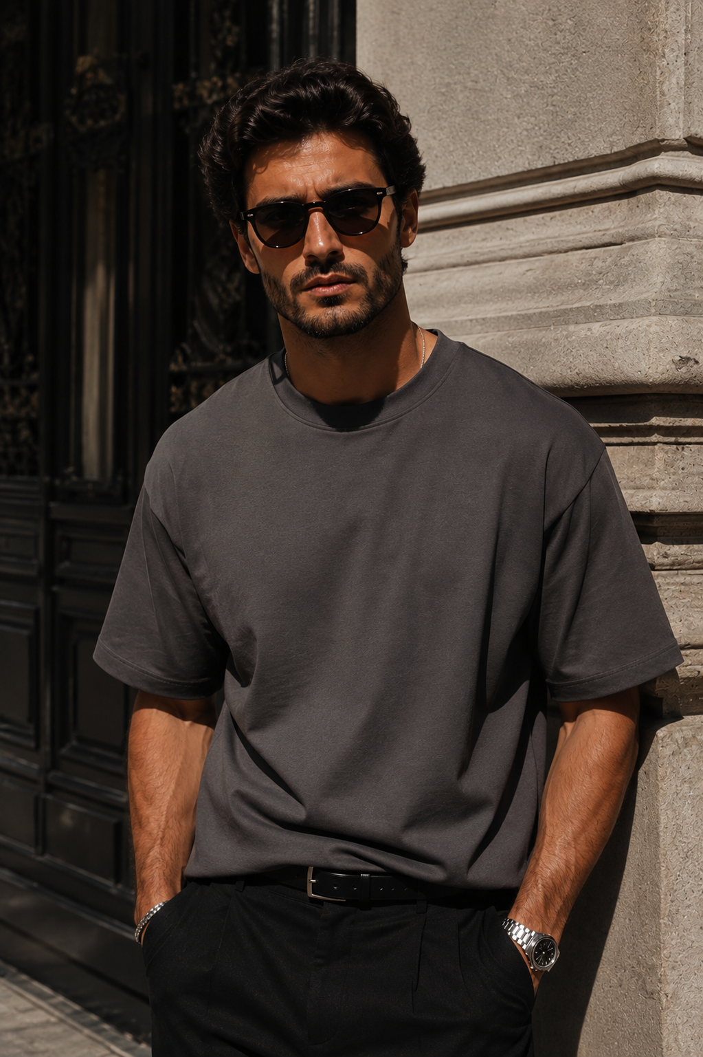 Erkek Füme Merserize İnterlok Kumaş Oversize T-Shirt