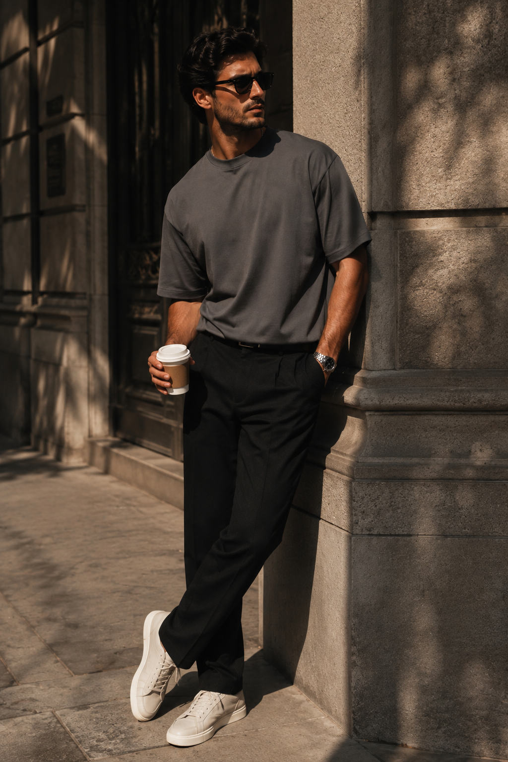 Erkek Füme Merserize İnterlok Kumaş Oversize T-Shirt