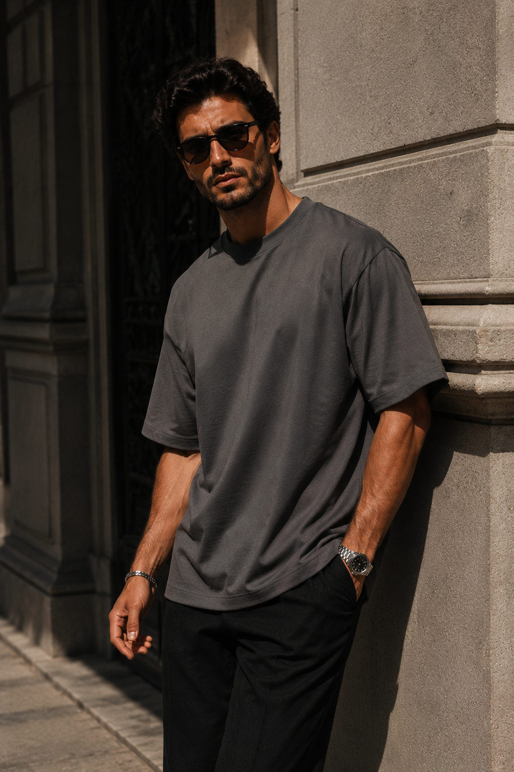 Erkek Füme Merserize İnterlok Kumaş Oversize T-Shirt