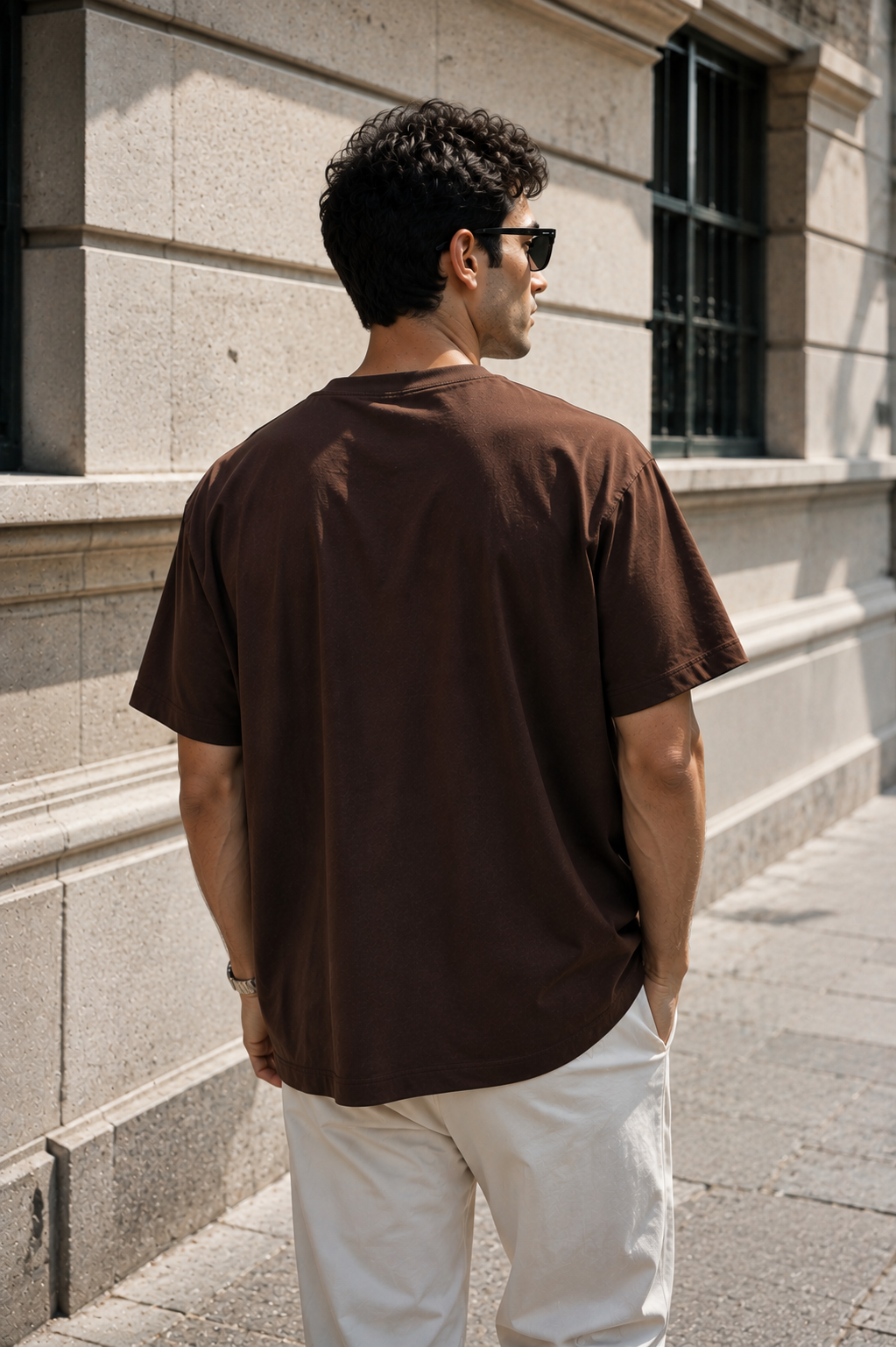 Erkek Kahverengi Merserize İnterlok Kumaş Oversize T-Shirt