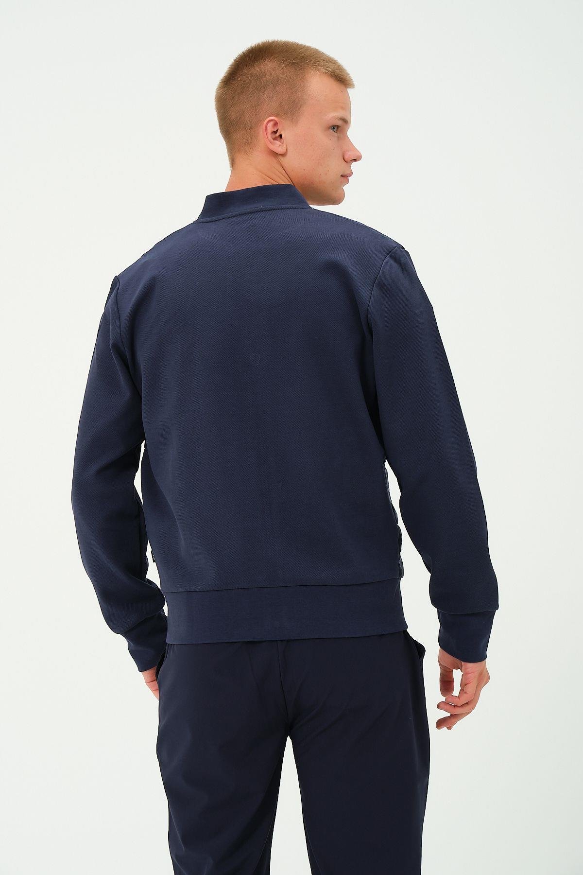 Erkek Lacivert Oversize Rüzgar Geçirmez Kışlık Şişme Mont Ceket