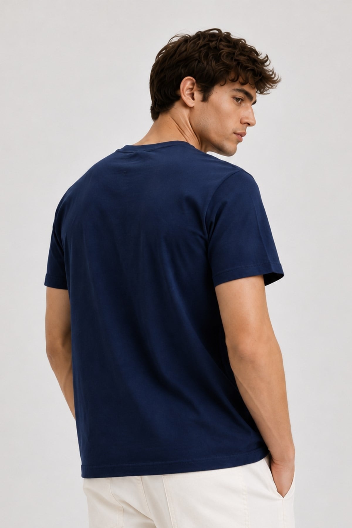 Erkek Lacivet Basic T-shirt Baskılı Slim Fit %100 Pamuk Tişört