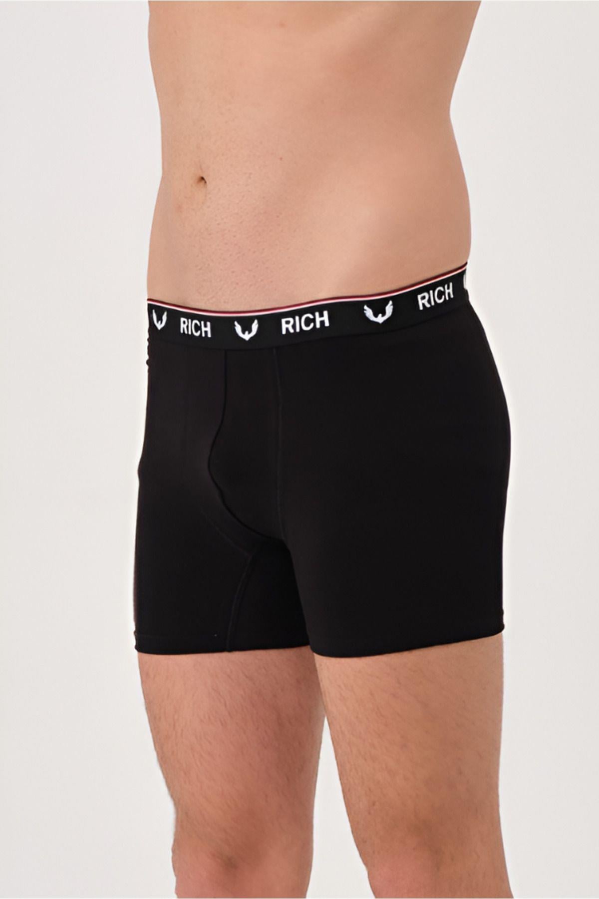 Erkek Likralı Desenli ve Düz 2'li Boxer Paketi