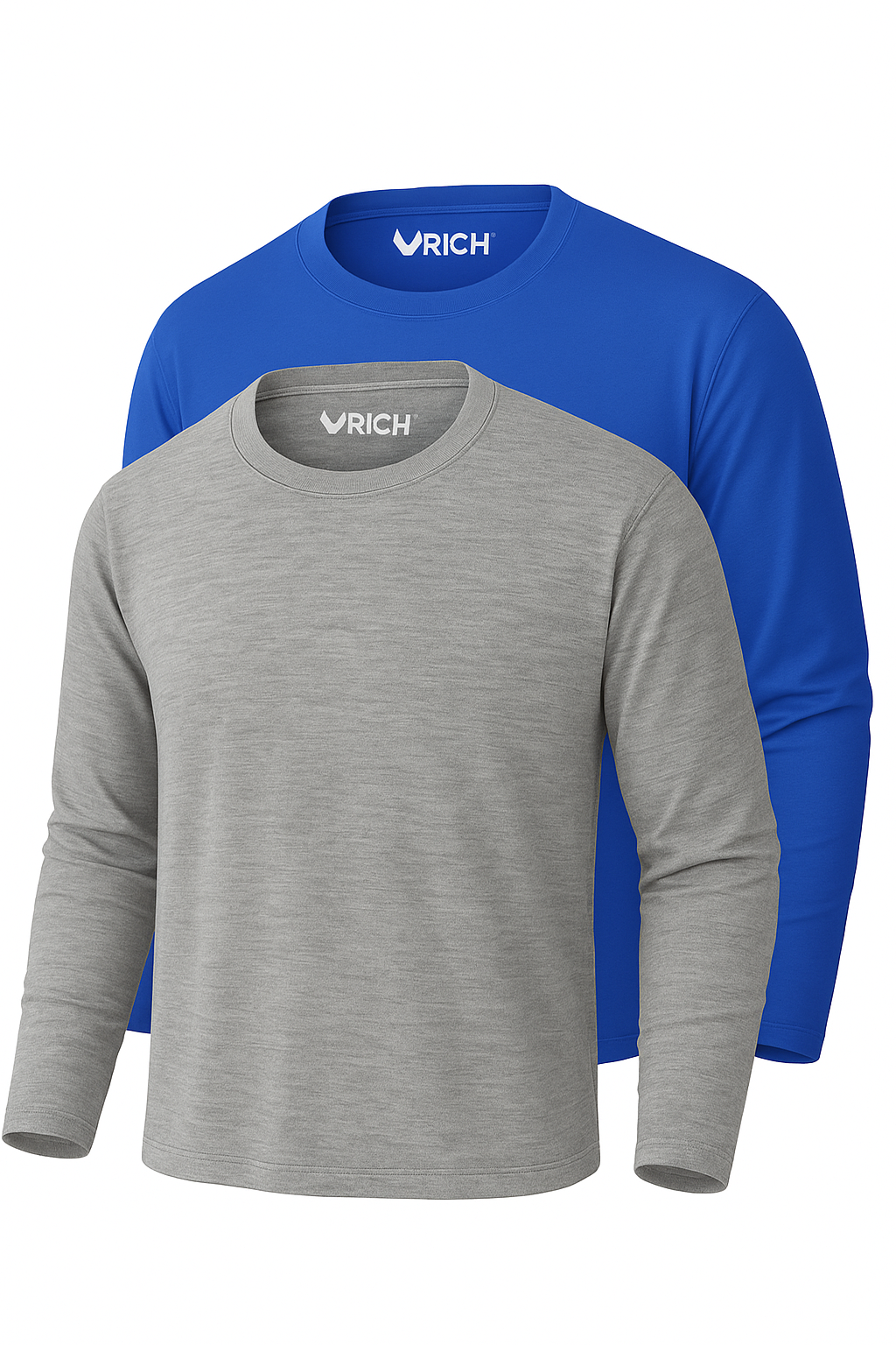 Erkek Mavi-Grimelanj 2'li Paket Basic Uzun Kollu Sporcu Body
