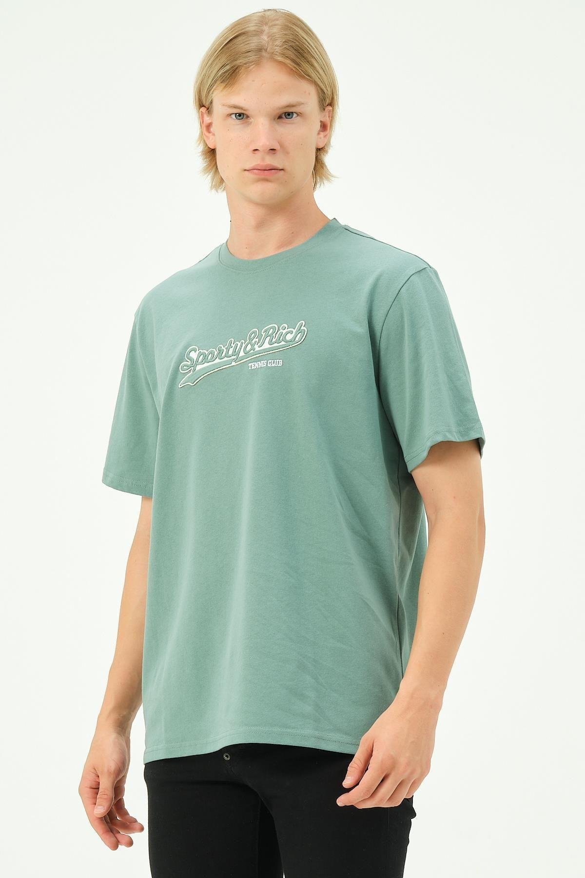 Erkek Nakış Baskılı Spor Oversize Tişört tshirt