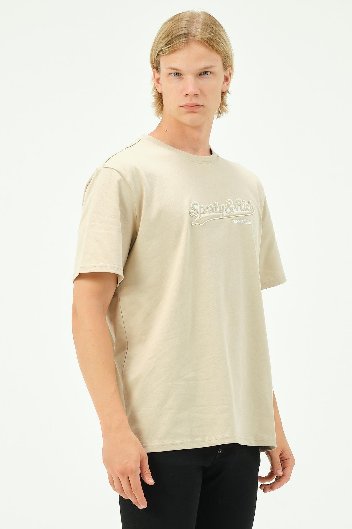 Erkek Nakış Baskılı Spor Oversize Tişört tshirt