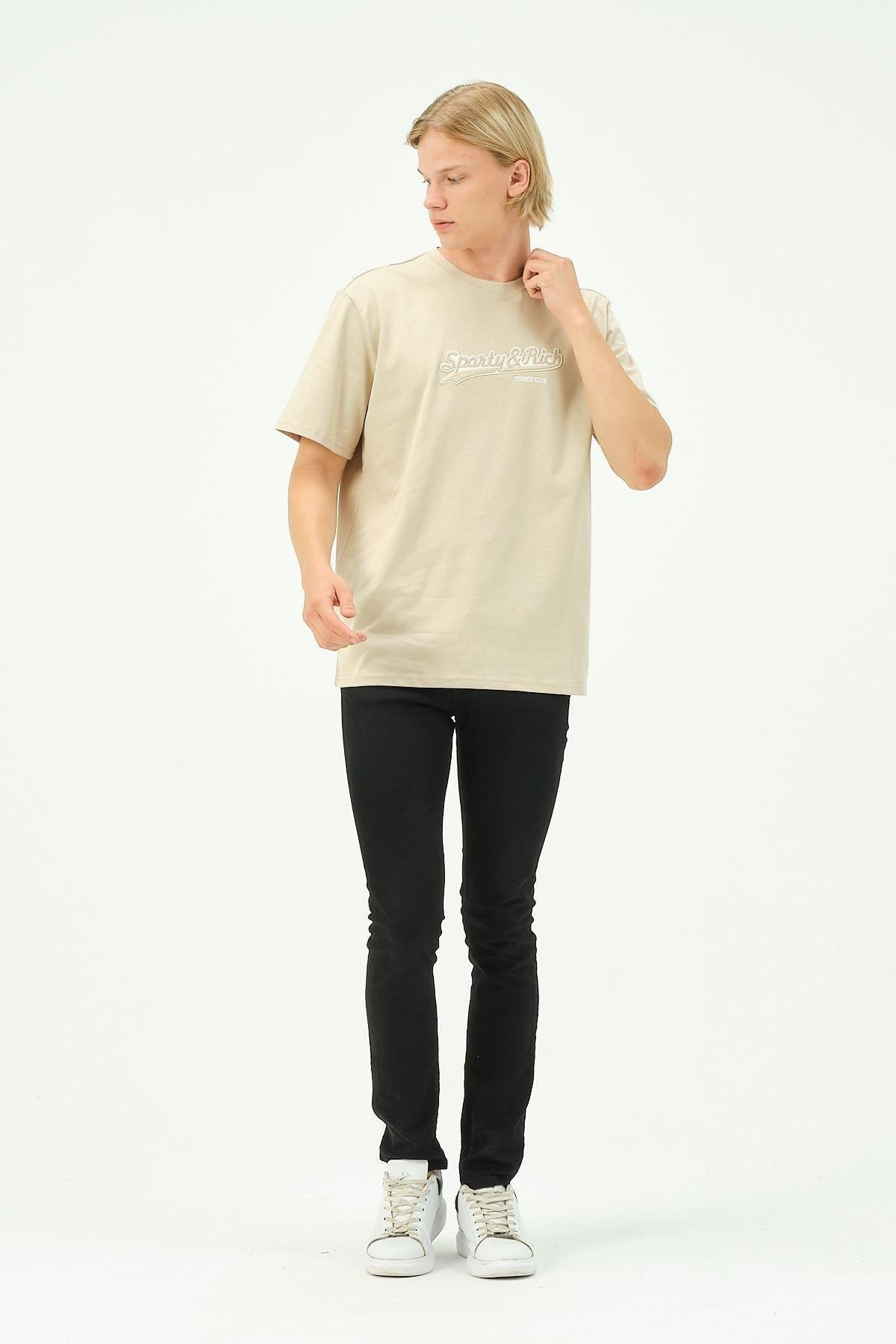 Erkek Nakış Baskılı Spor Oversize Tişört tshirt