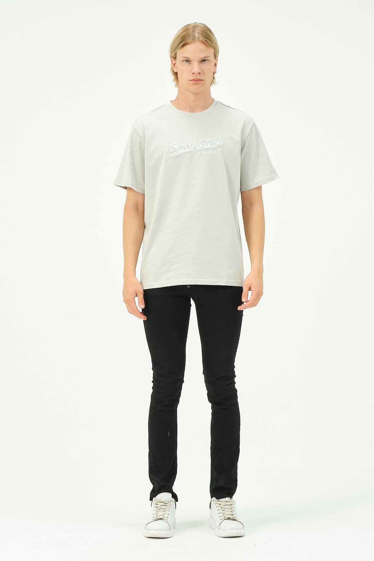 Erkek Nakış Baskılı Spor Oversize Tişört tshirt
