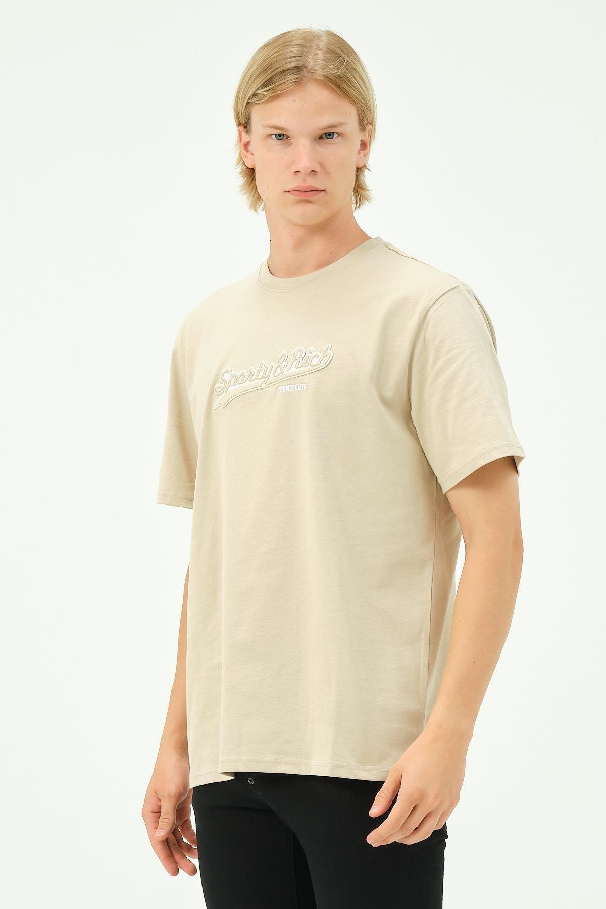 Erkek Nakış Baskılı Spor Oversize Tişört tshirt