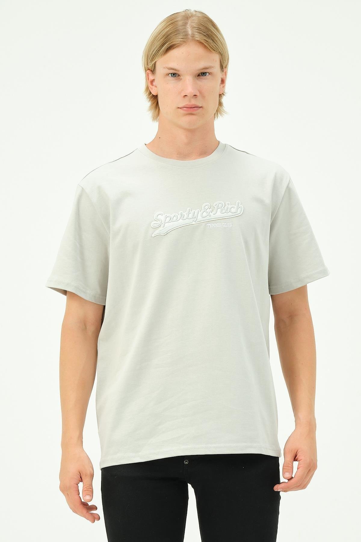 Erkek Nakış Baskılı Spor Oversize Tişört tshirt