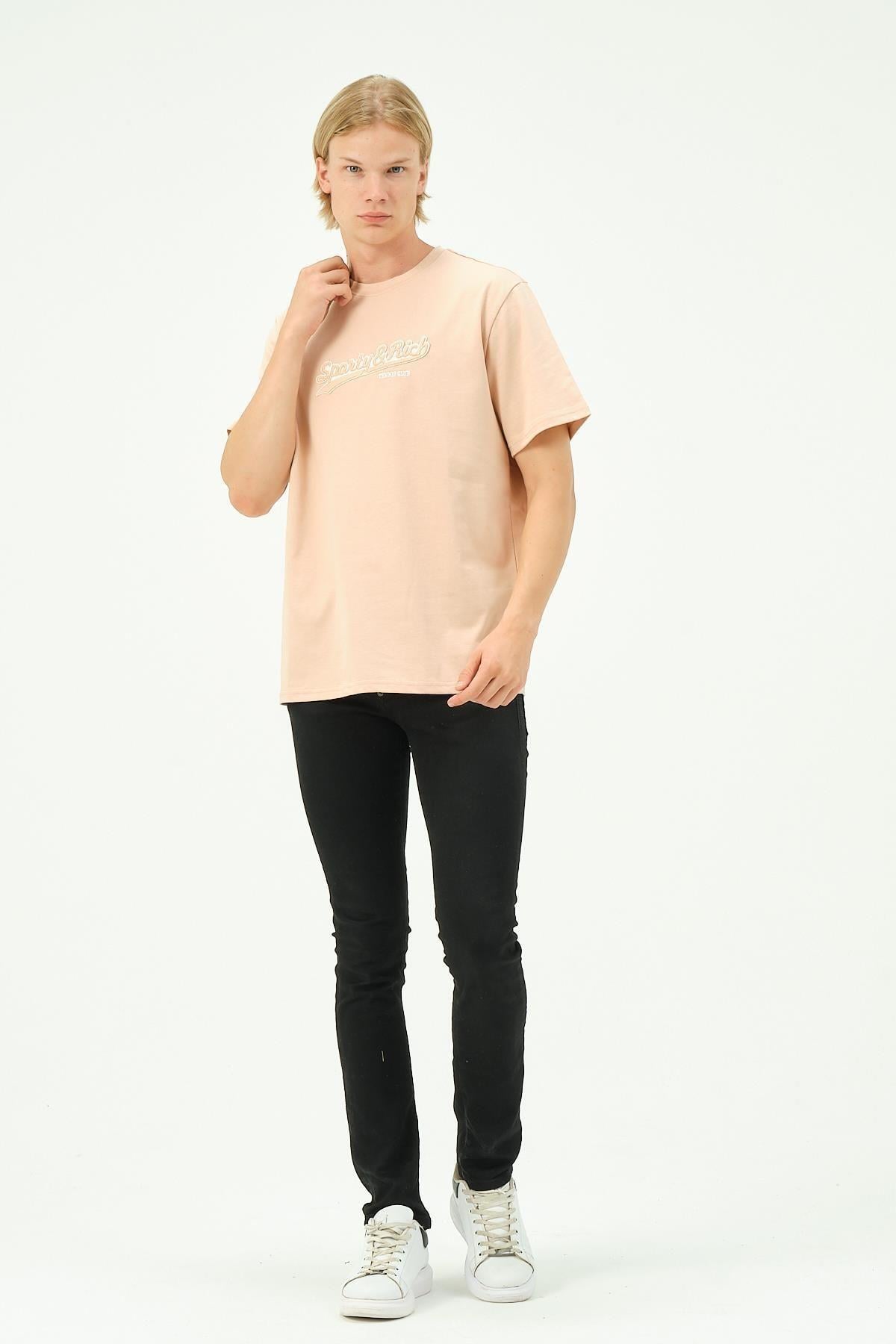 Erkek Nakış Baskılı Spor Oversize Tişört tshirt