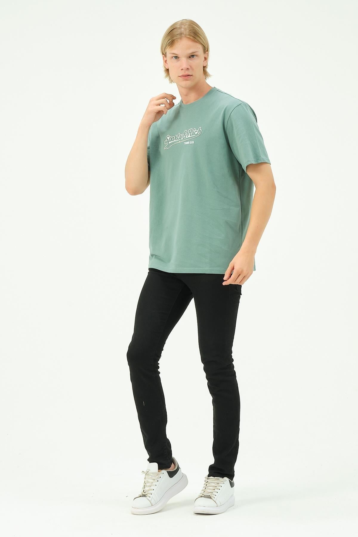 Erkek Nakış Baskılı Spor Oversize Tişört tshirt
