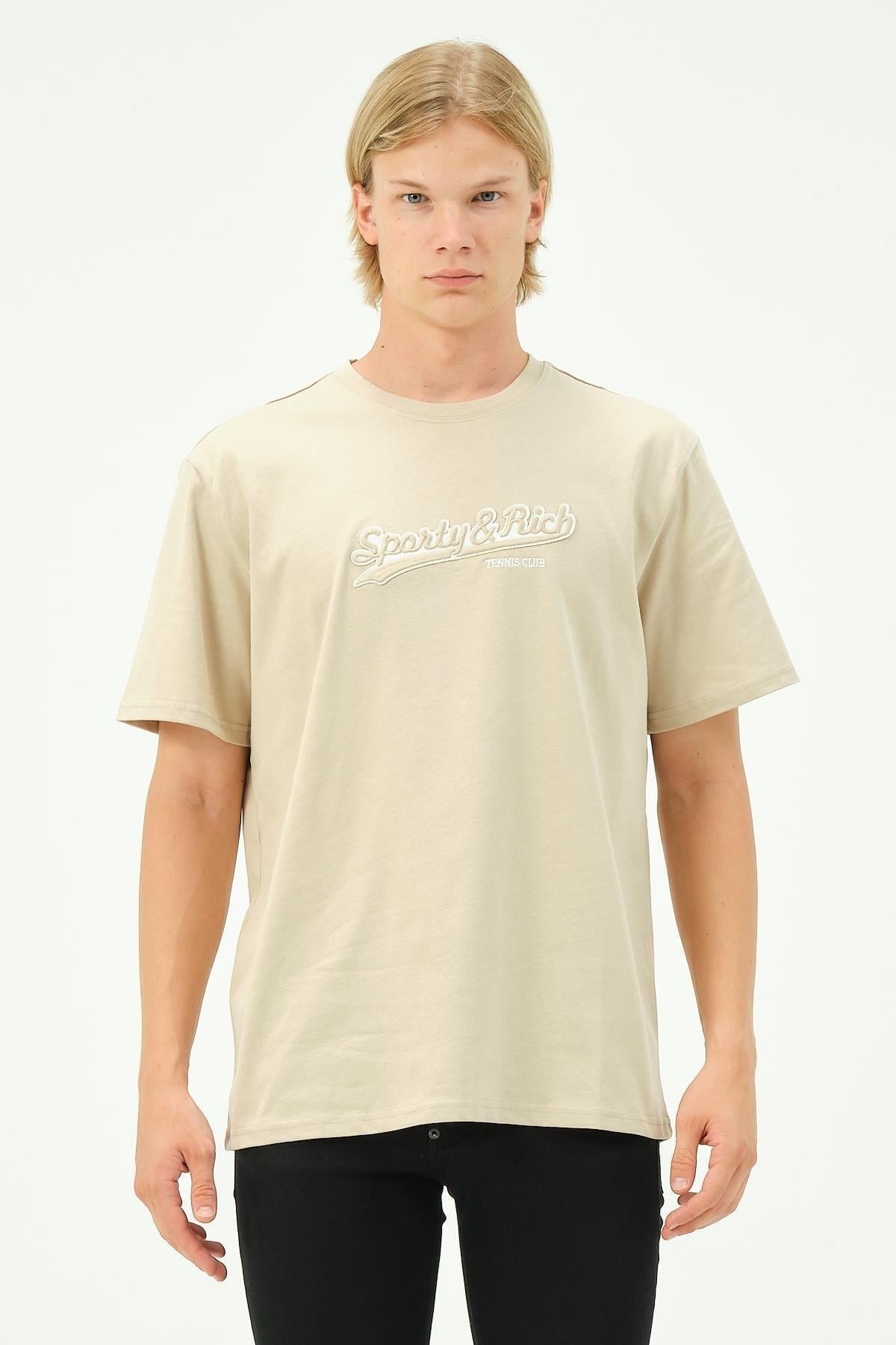 Erkek Nakış Baskılı Spor Oversize Tişört tshirt