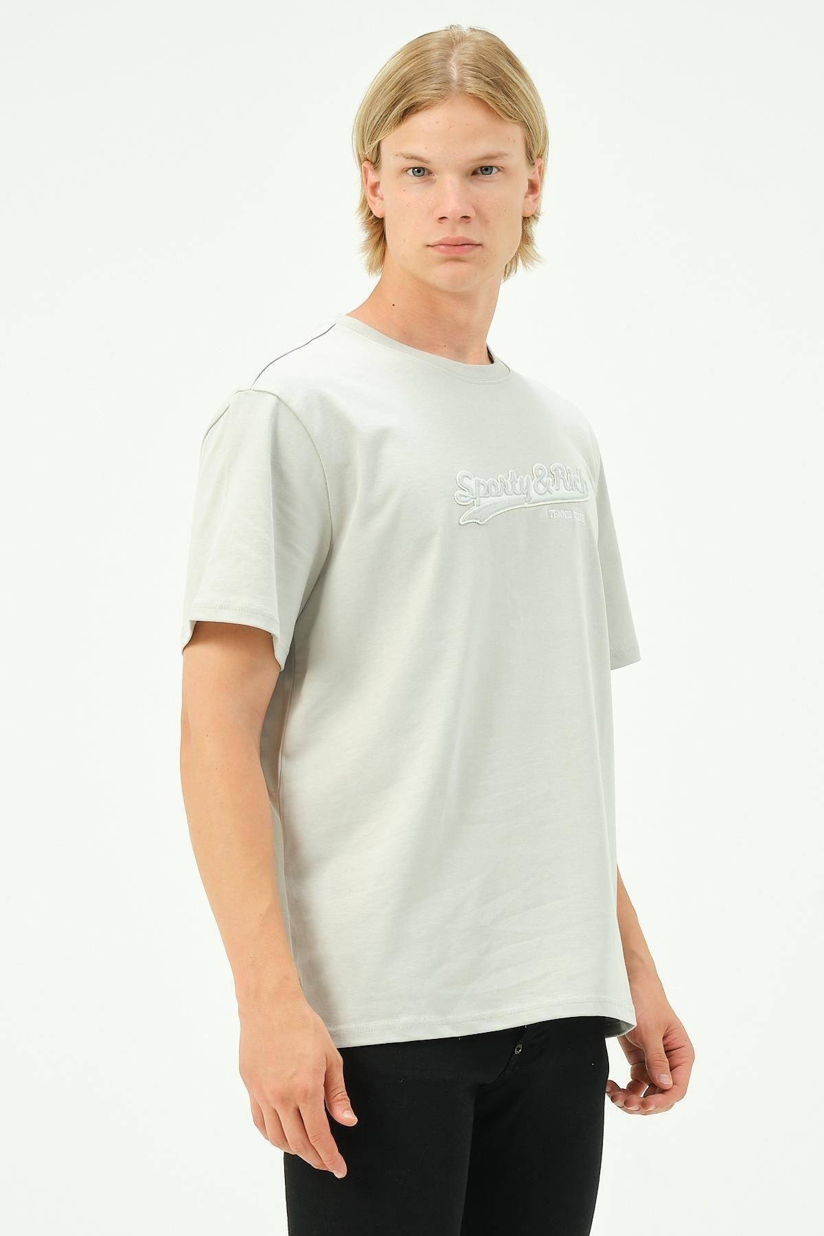 Erkek Nakış Baskılı Spor Oversize Tişört tshirt